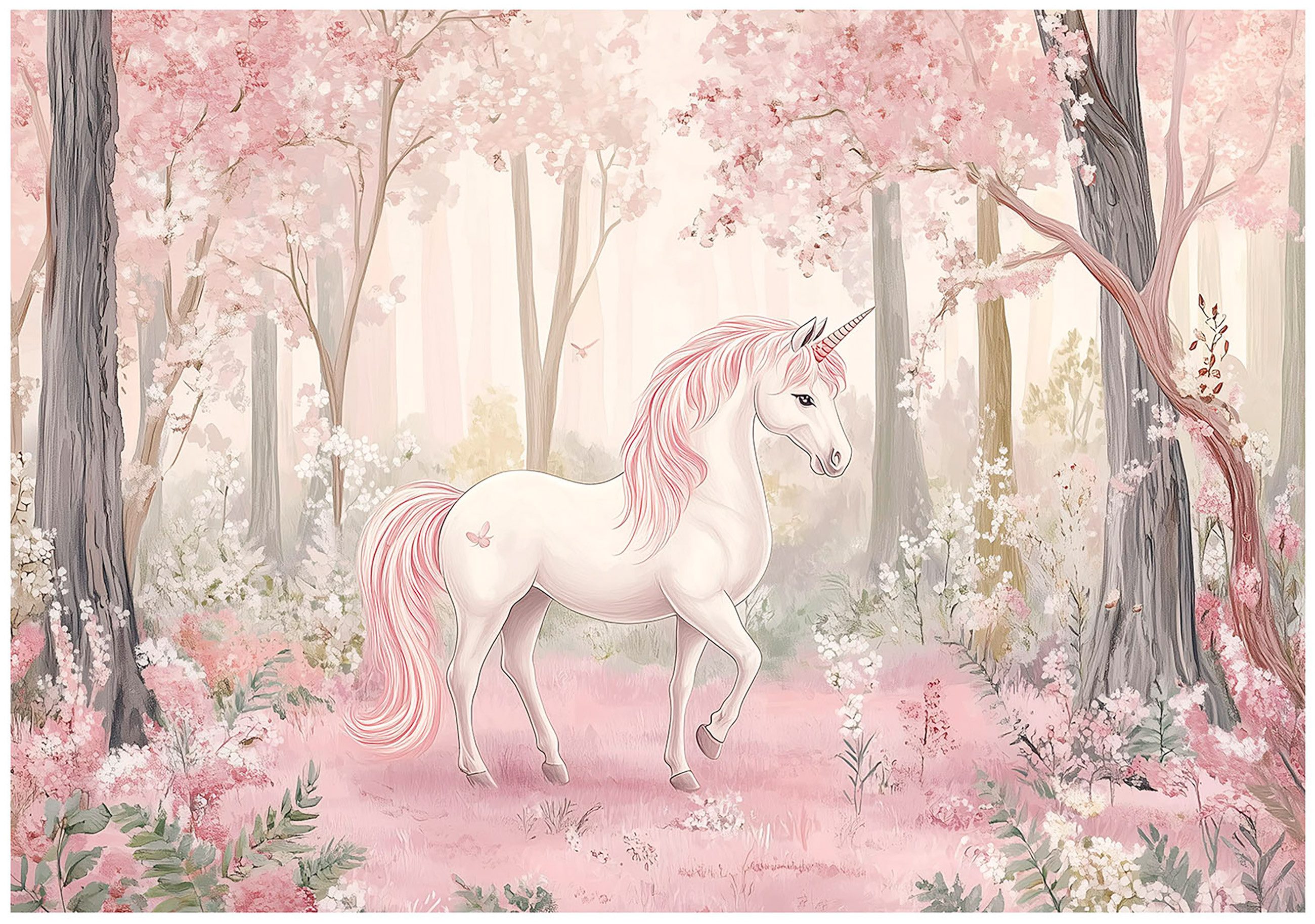 Wallarena Fototapete Kinderzimmer Mädchen Einhorn Rosa günstig online kaufen