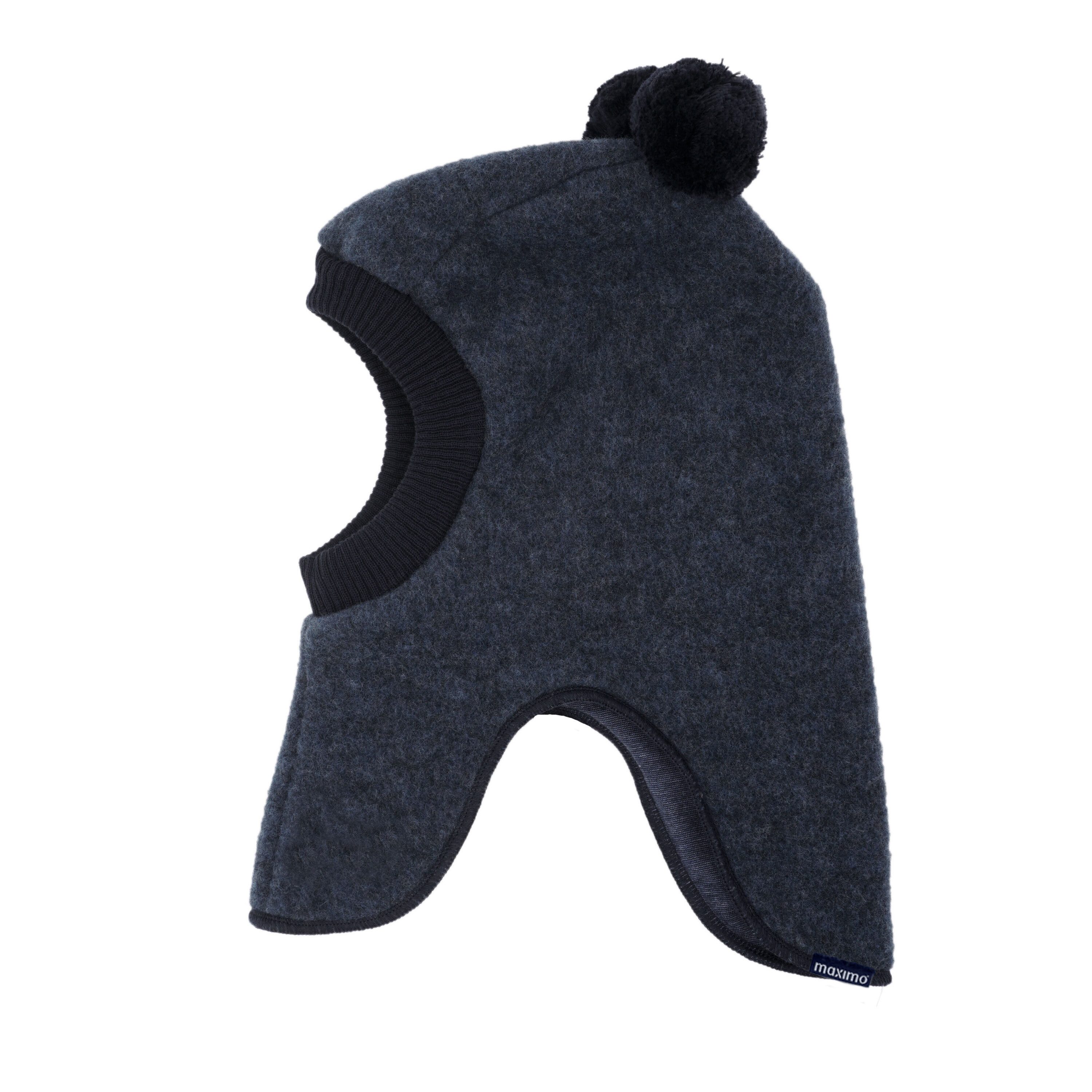 Schlupfmütze GOTS MINI-Schlupfmütze, 2 Pompons, Wollfleece kbT, Jersey kbA