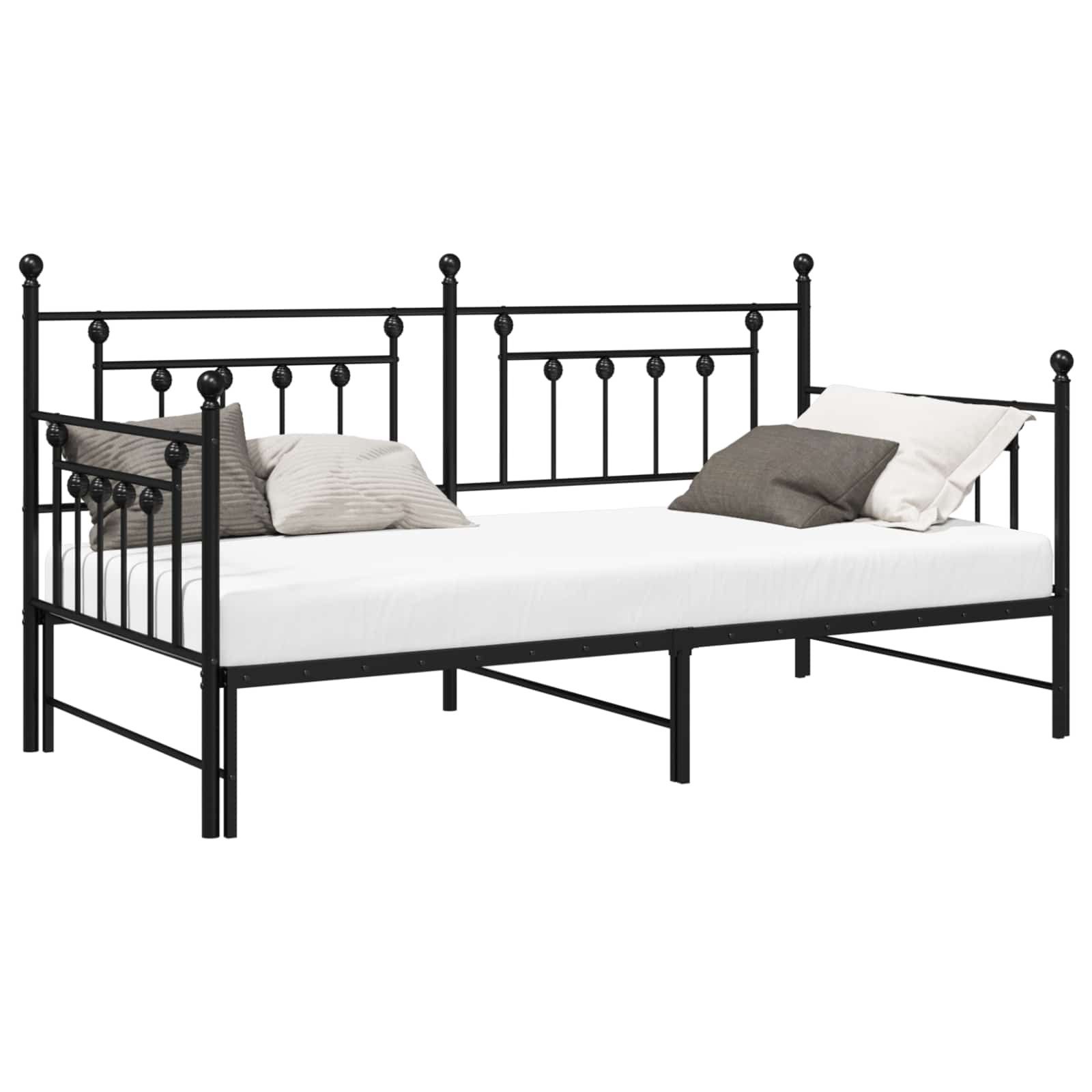 vidaXL Bett Tagesbettrahmen Schwarz 90 x 190 cm Stahl (1-tlg)