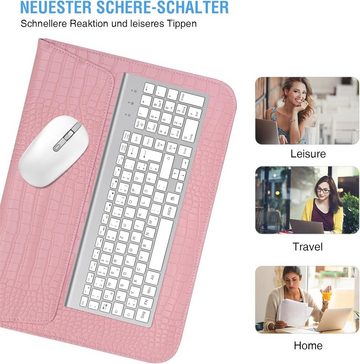 cimetech 2.4G Ultraslim Kabellose Tastatur- und Maus-Set, mit QWERTZ Deutsches Layout, 10m Reichweite, für PC, Desktop