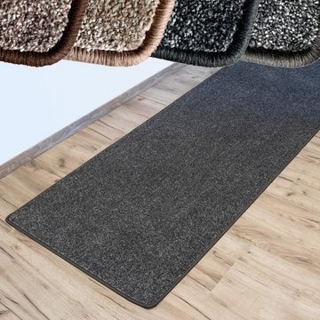 Hochflor-Bettumrandung Lyon Grau 77, 3 Größen, Teppichläufer, ideal im Schlafzimmer Floordirekt, Höhe 10 mm, (3-tlg), Velours