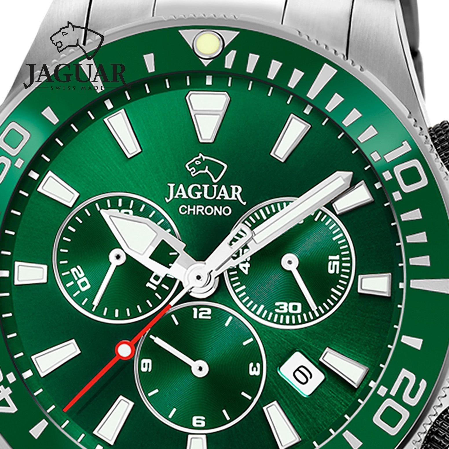 JAGUAR Quarzuhr Jaguar Herrenuhr Edelstahl silber Jaguar, (Chronograph), Herren Armbanduhr rund, Edelstahlarmband silber