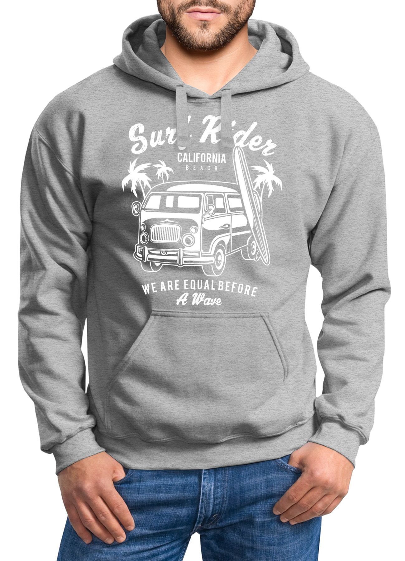 MoonWorks Hoodie Hoodie Herren Retro Surfing Kapuzenpullover Moonworks grau Bus mit Pullover Kapuze