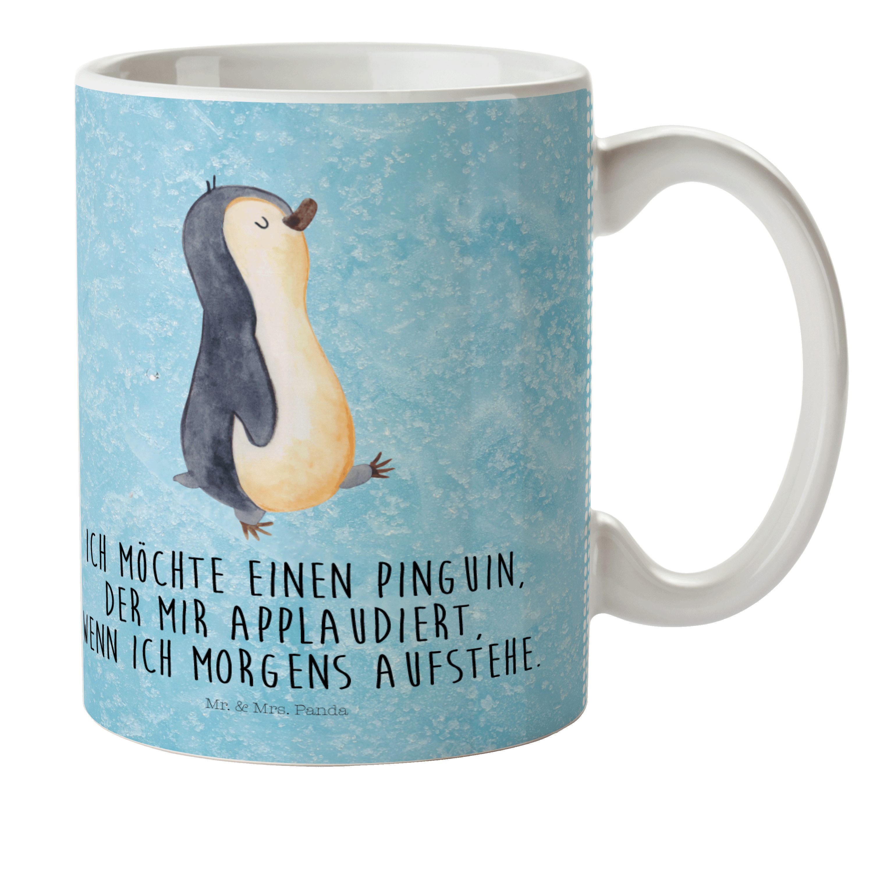 Mr. & Mrs. Panda Kinderbecher Pinguin marschierend - Eisblau - Geschenk, Kunststoff Tasse, Trinkbec, Kunststoff