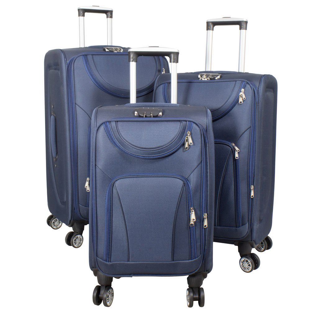 MONOPOL® Trolleyset 78, 68, 55 cm - 4 Rollen - mit Dehnfalte - in 4 Farben - Koffer blau