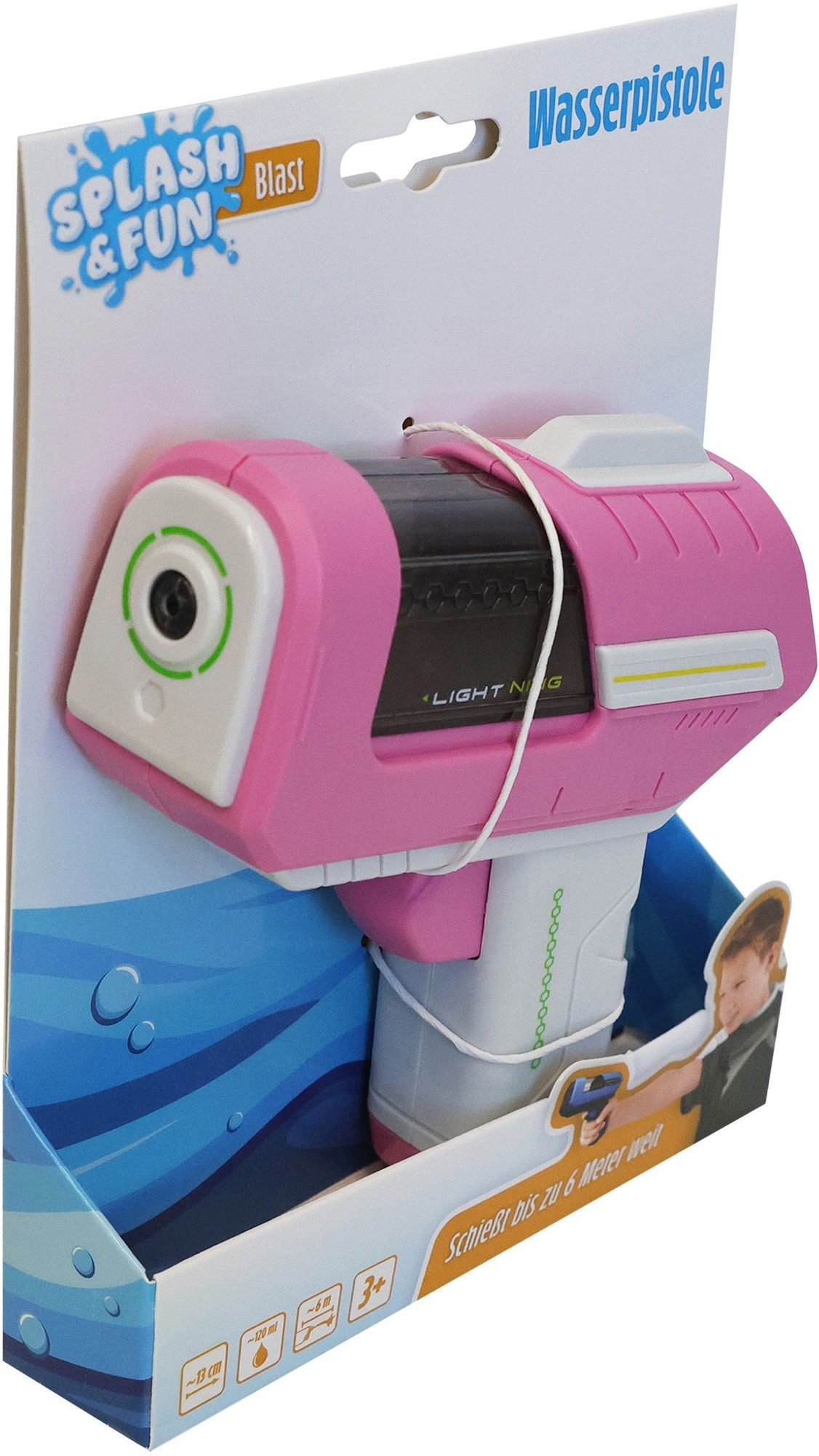 Vedes Spiel Splash & Fun Wasserpistole 13 cm – 1 von 3 Farben (zufällig)