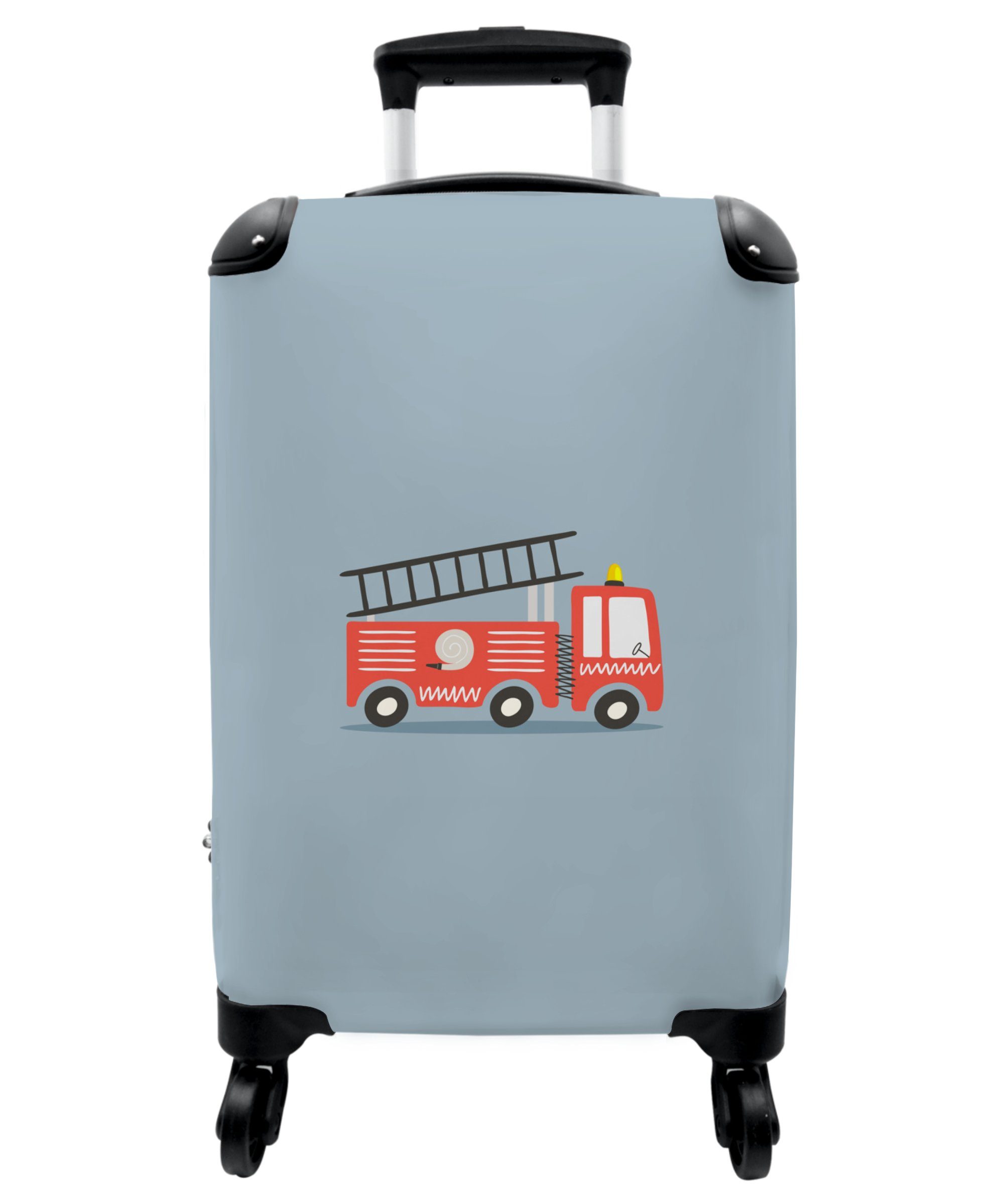 NoBoringSuitcases.com© Kinderkoffer 55x35x20cm Feuerwehr - Auto - Fahrzeug - Jungen - Kinder, 4 Rollen, Reisetasche mit rollen, Handgepäck für Ferien, Kindertrolley, Koffer