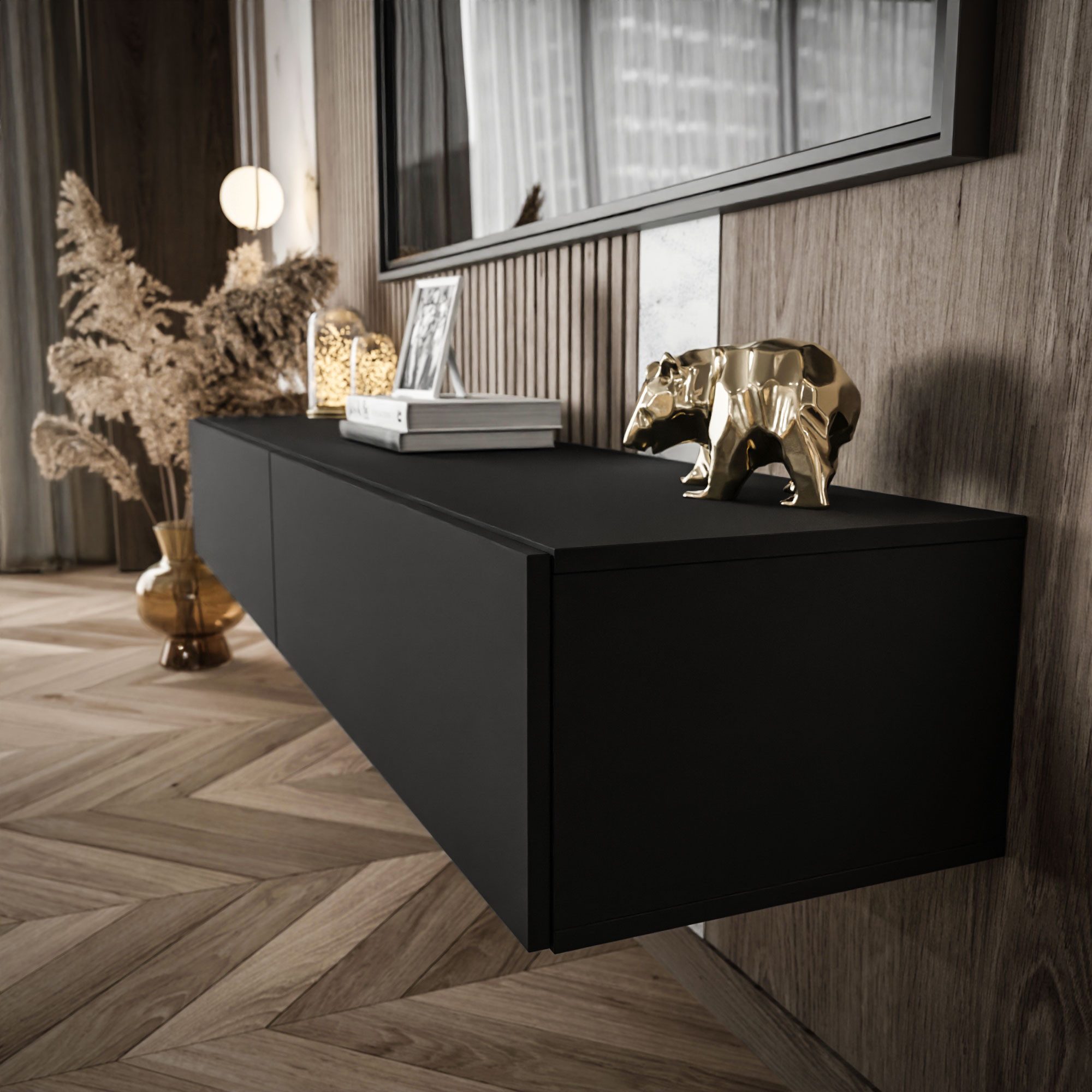 Lookway Lowboard COLETTE Matt 175 cm Hängeschrank mit LED Beleuchtung, 175x29,5x40 cm – Bild 5 von 5
