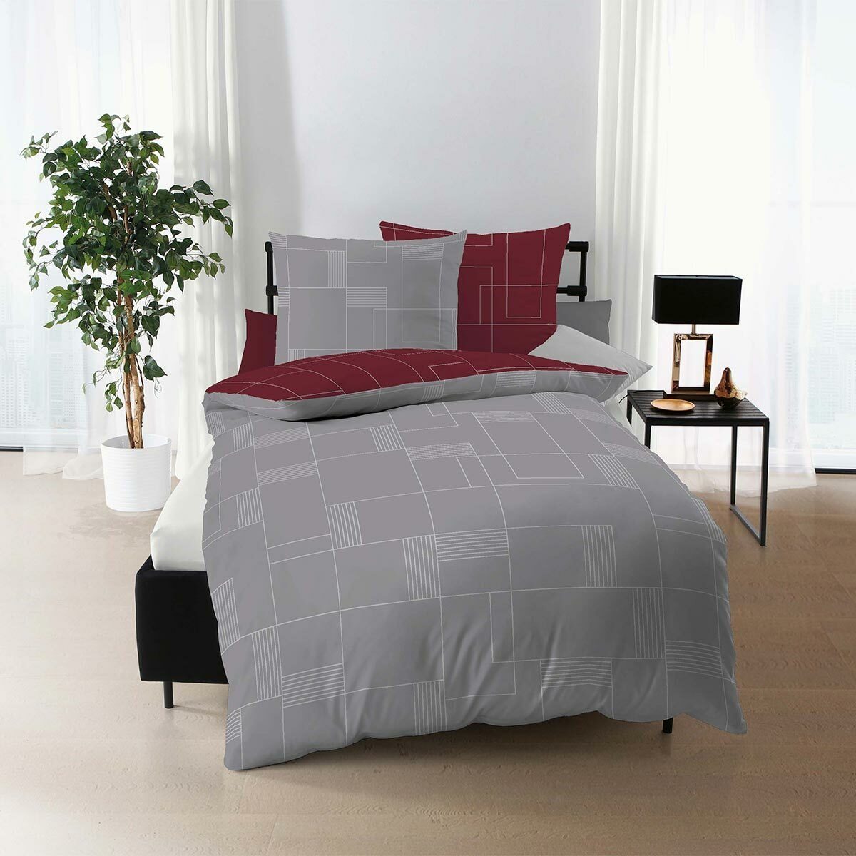 TRAUMSCHLAF Bettwäsche Uptown, Mako Satin, 2 teilig, wunderbar leichte Mako-Satin Bettwäsche