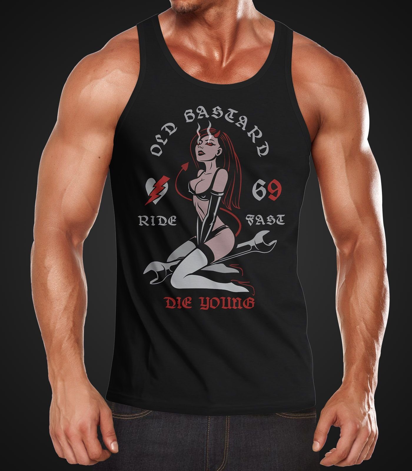 Neverless Tanktop Herren Tank-Top Pin up Girl Racing Design Ride Fast Die Y günstig online kaufen