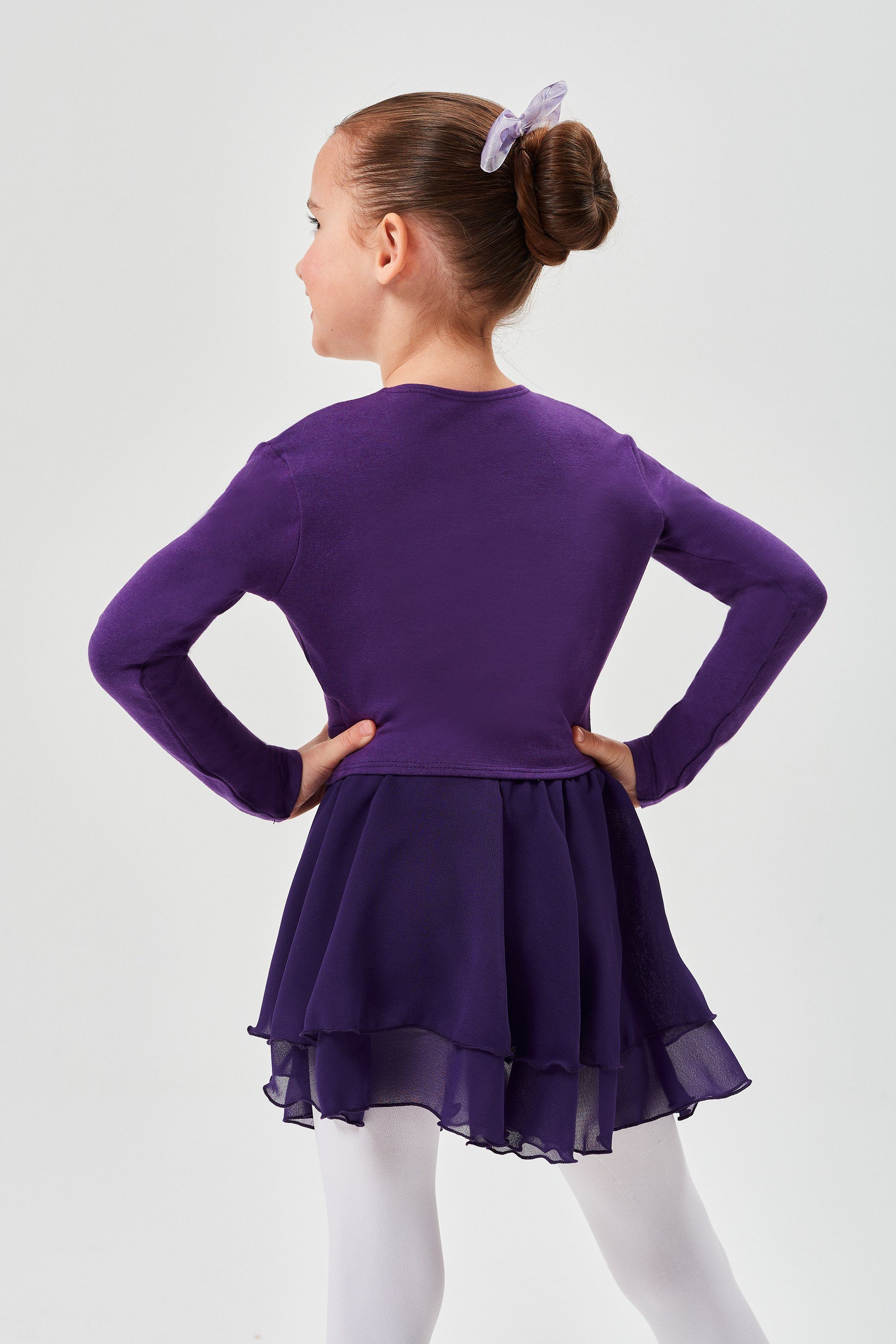 tanzmuster Crop-Top Langarm Ballett Top Mia aus wunderbar weicher Baumwolle Oberteil für Mädchen fürs Kinder Ballett – Bild 2 von 5