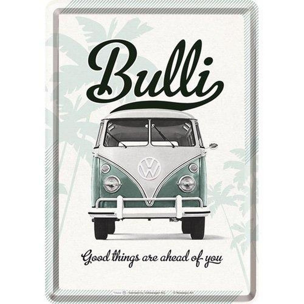Metallschild Blechpostkarte - Volkswagen - VW Bulli - Good Things Are Ahead of You
