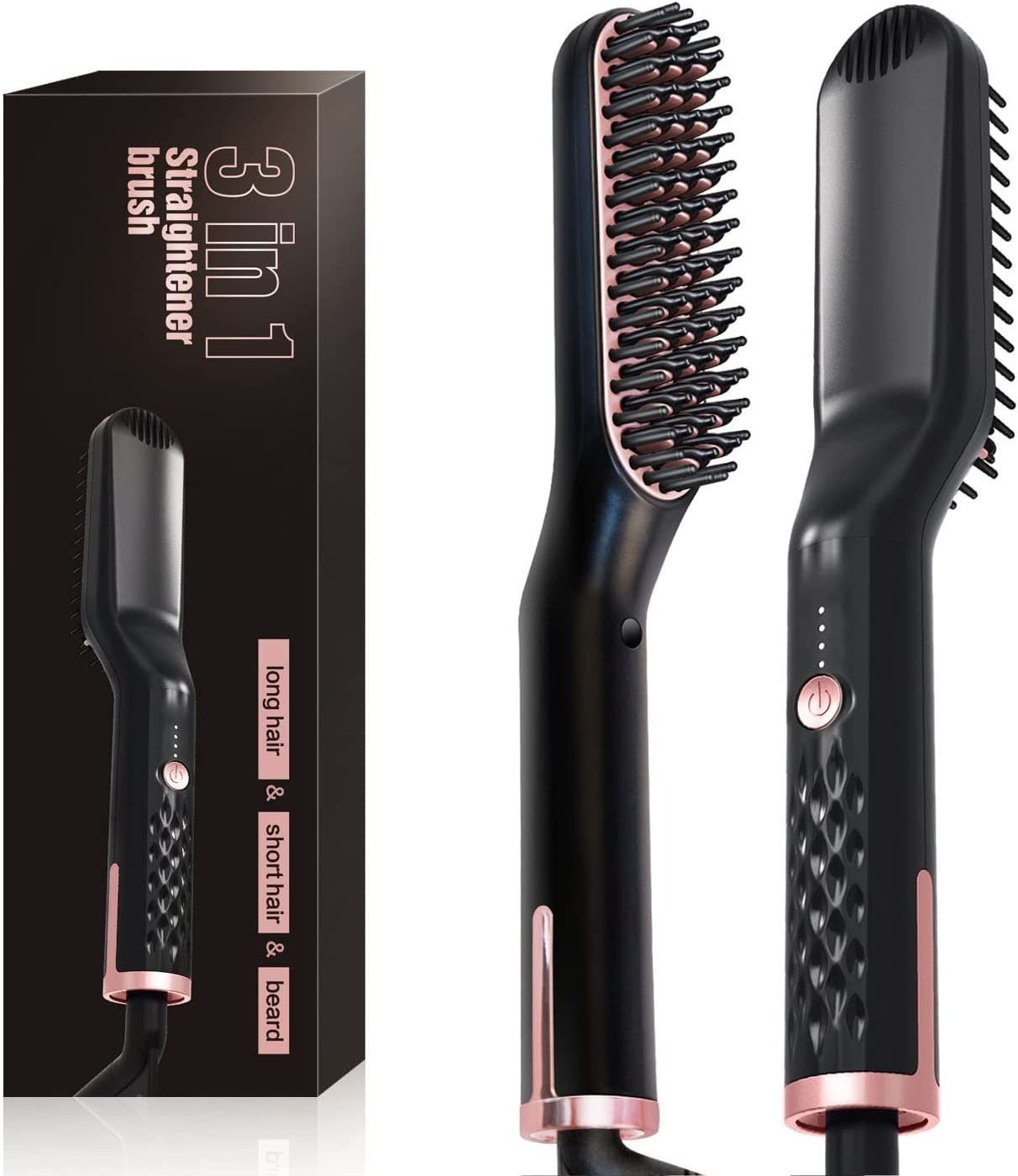Glätteisen Haarglätter Bürste, Bartglätter für Männer,3 in 1 Haarglätter Bürste