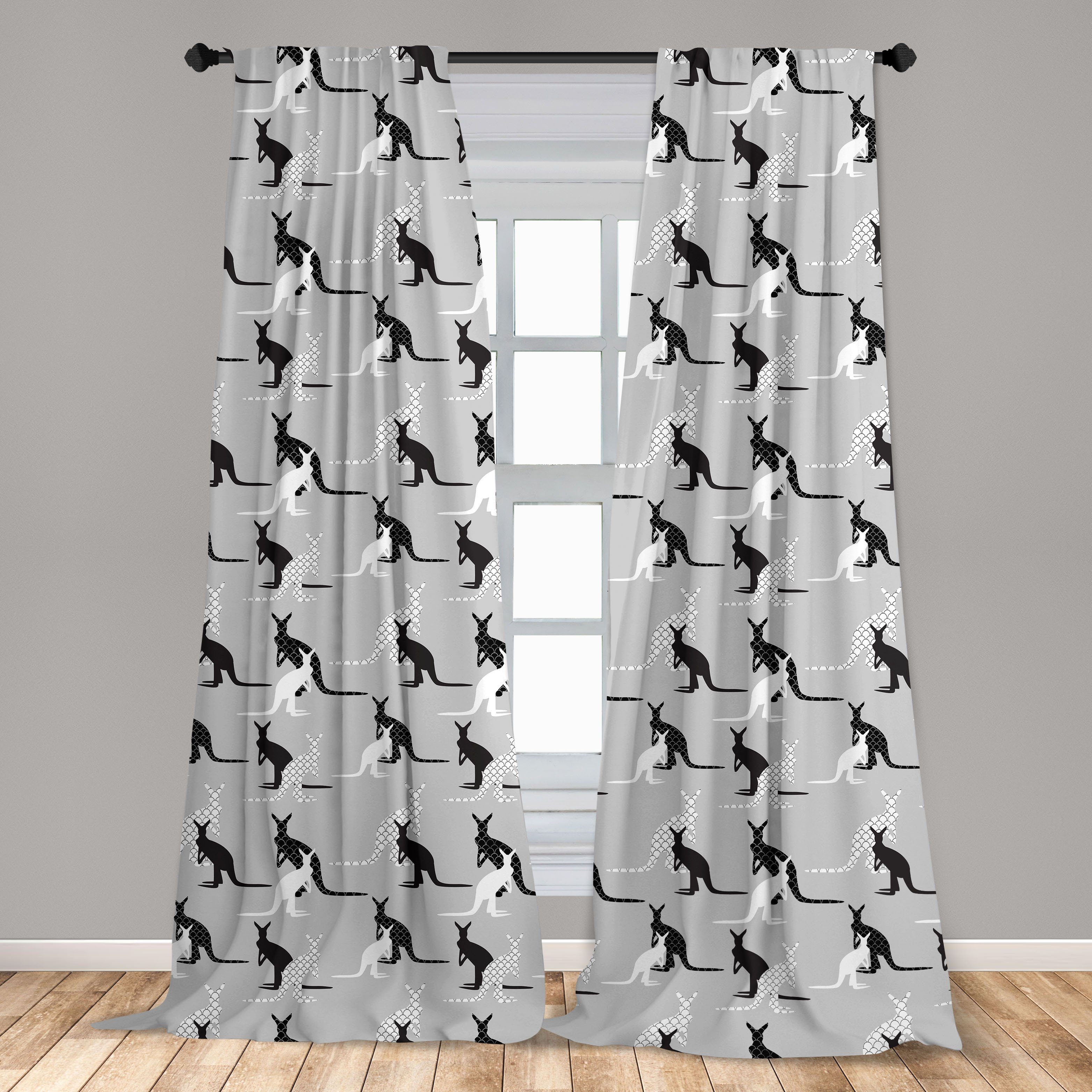 Gardine Vorhang für Wohnzimmer Schlafzimmer gebaut Tiere Dekor, Abakuhaus, Microfaser, Känguru Seashell