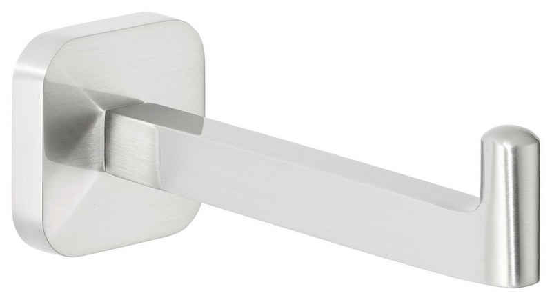 tesa Toiletten-Ersatzrollenhalter ESTEETIC Ersatzrollenhalter ohne Bohren - 5,0 cm : 5,0 cm : 12,8 cm (Packung, 1-St., inkl. Klebelösung), selbstklebender WC-Rollenhalter - Edelstahl - silber matt