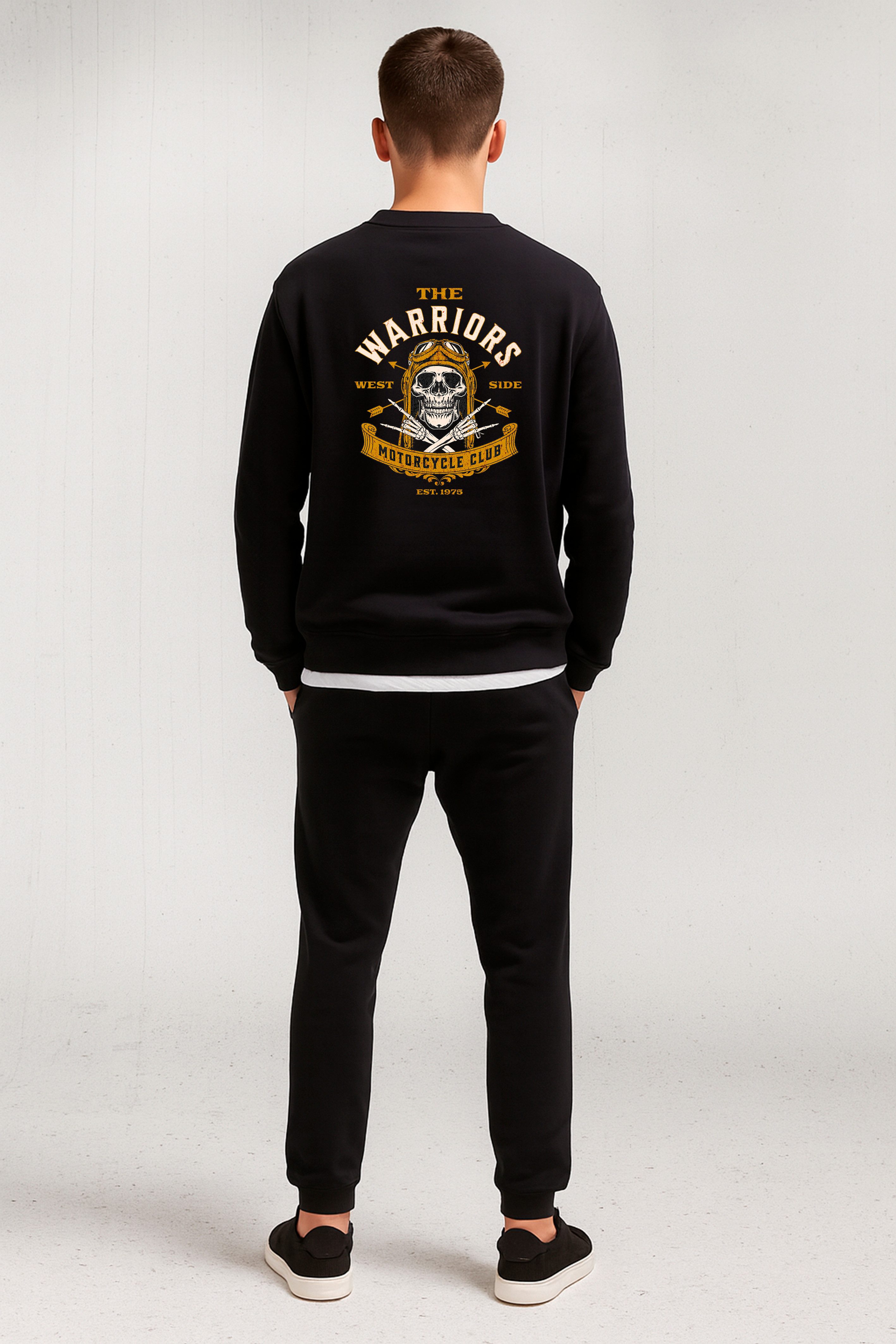 Banco Rundhalspullover Herren Sweatshirt - Rundhals Pullover mit Front- & Backprint Casual Streetwear für Freizeit & Motorrad