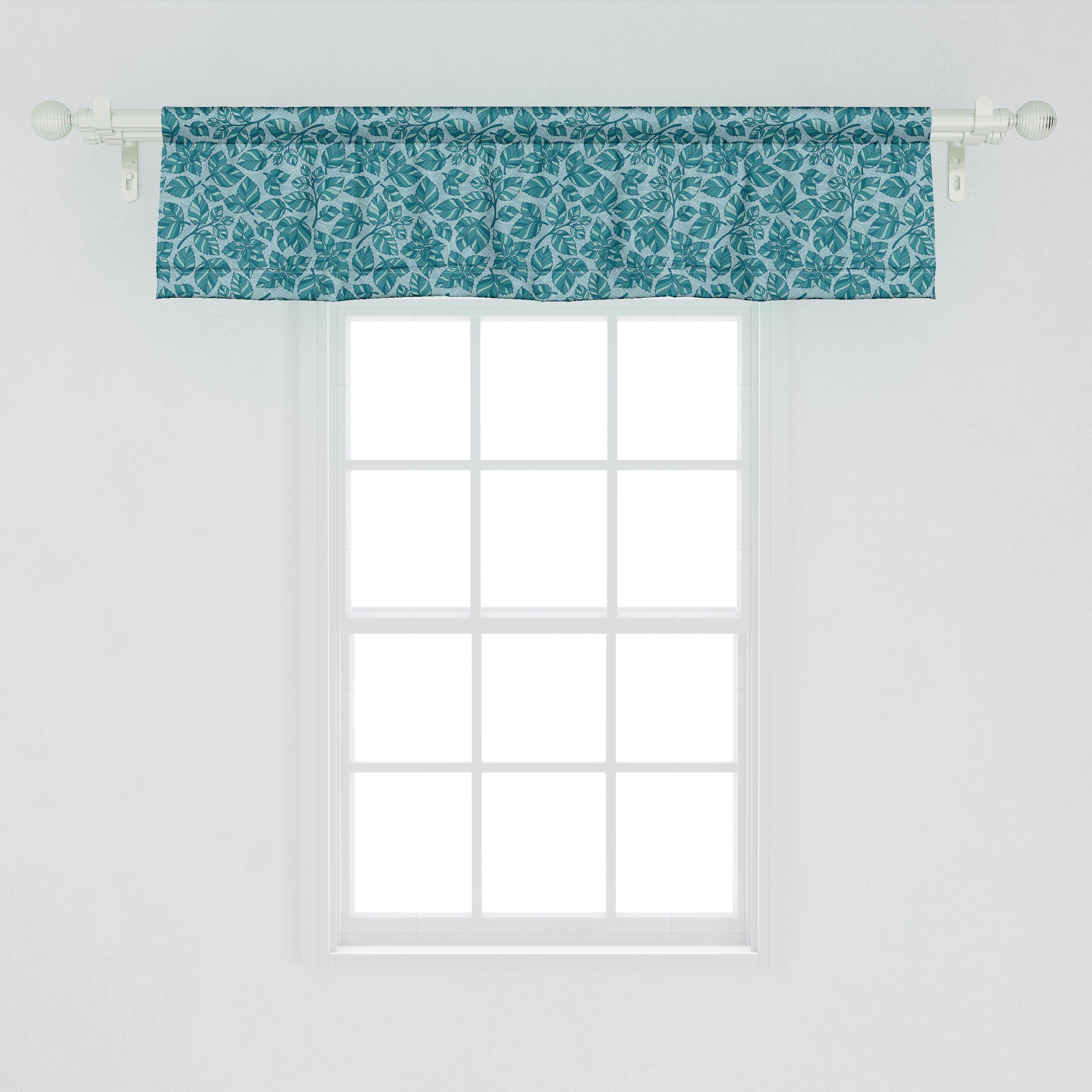 Scheibengardine Vorhang Volant Blätter Dekor Stangentasche, Designs mit Leaf Schlafzimmer Küche für Art Wiederholung Microfaser, Abakuhaus