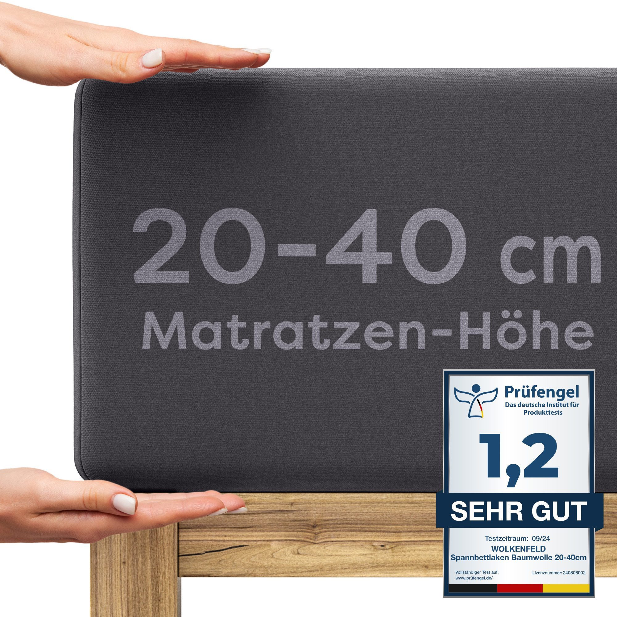 Wolkenfeld Spannbettlaken Boxspringbett Bettlaken - Spannbetttuch für Matratzen bis 40cm, Jersey, Gummizug: rundum, (1 Stück), Elastisch & Rutschfest: 90x200, 140x200, 160x200, 180x200 & Übergrößen