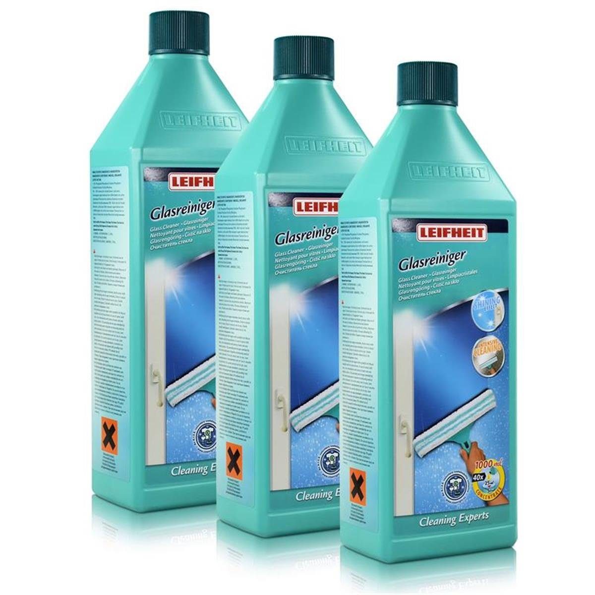 3x Leifheit Glasreiniger Cleaning Experts 1 L Glasreiniger