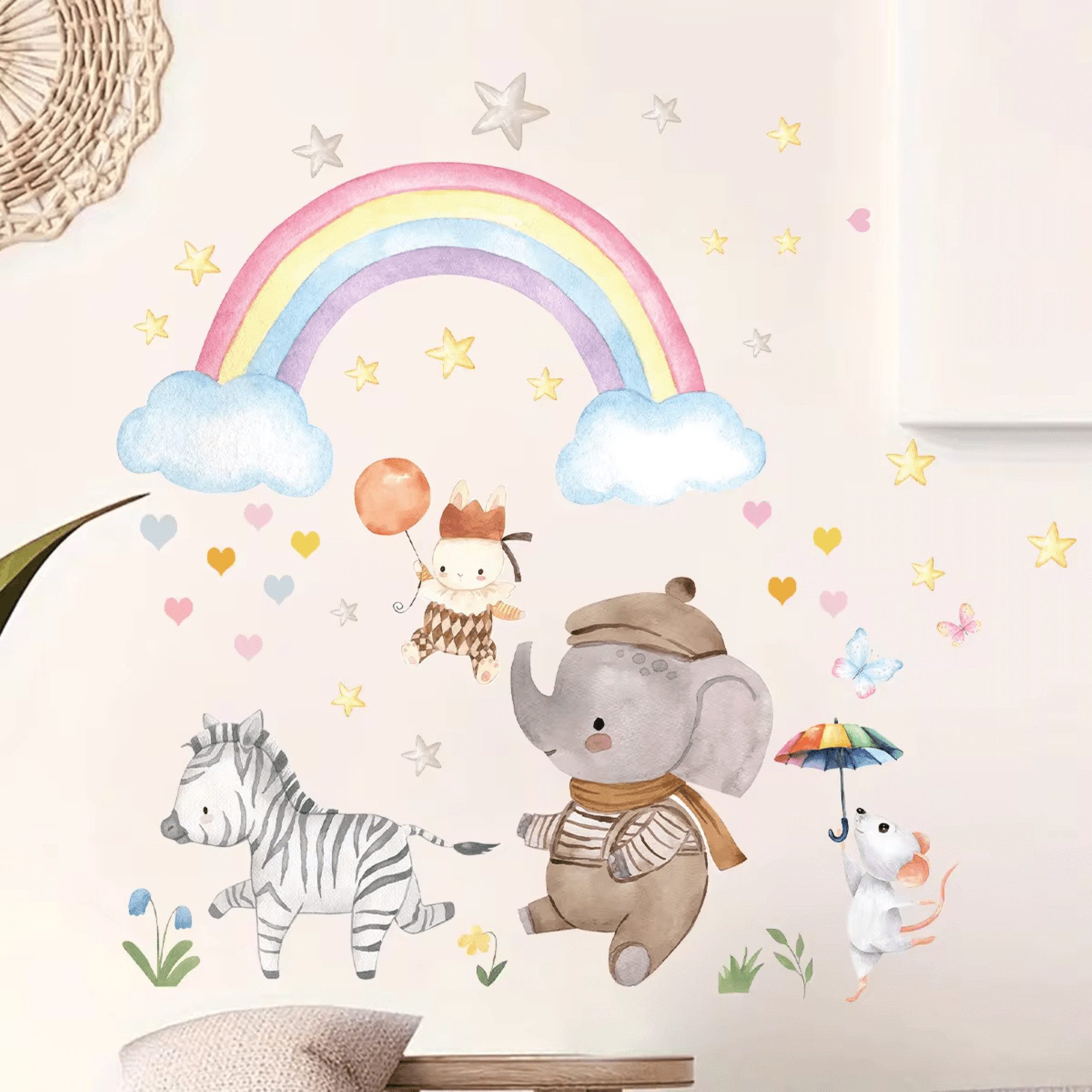 Montegoni Wandtattoo Cartoon Tier Fantasie Regenbogen Wandaufkleber (Wolken günstig online kaufen