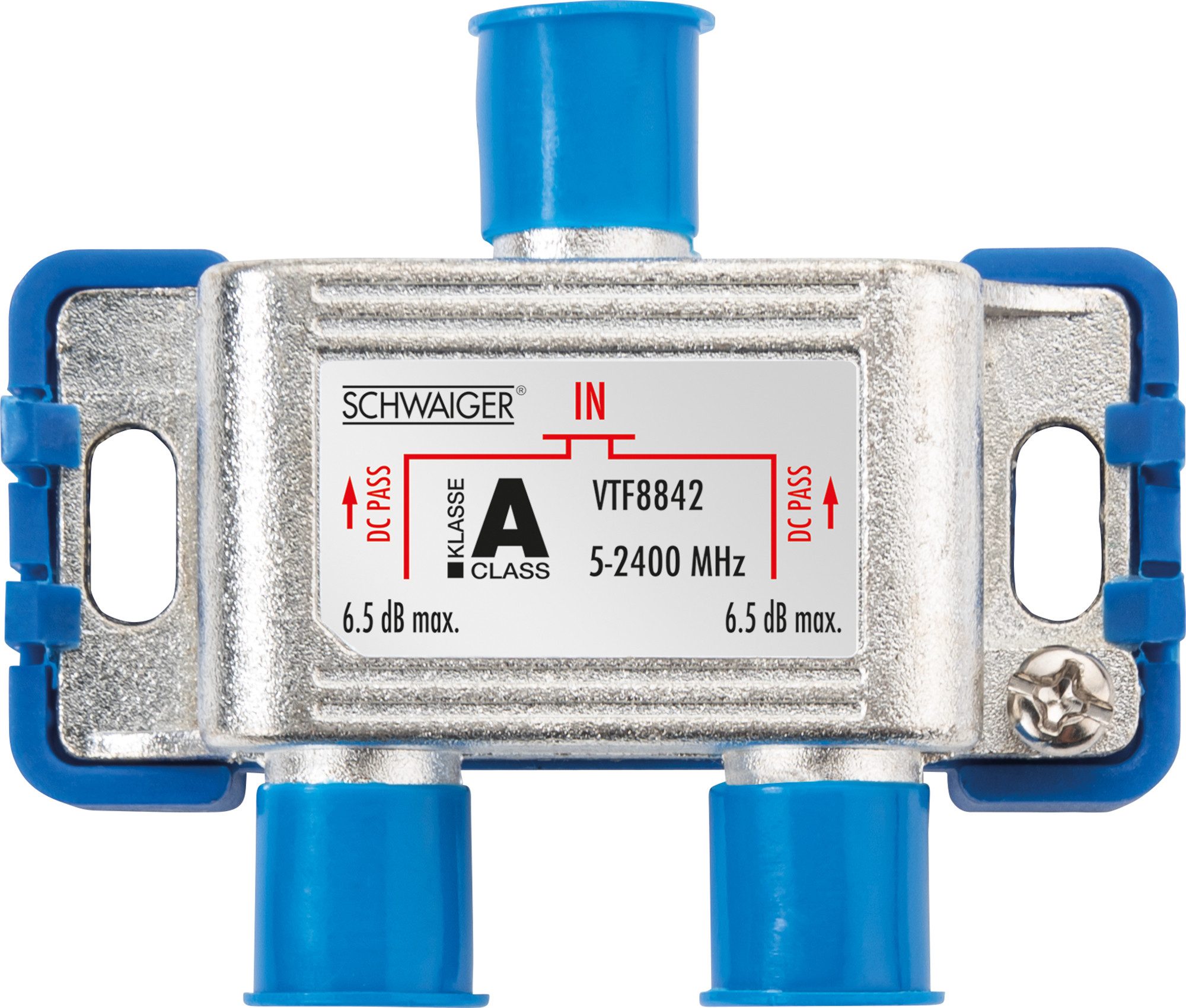 Schwaiger SAT-Verteiler VTF8842 241 (verteilt ein Signal auf zwei Teilnehmer), für Kabel-, Antennen- und Satellitenanlagen