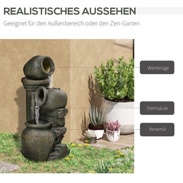 Outsunny Gartenbrunnen verstellbare Pumpe, 32 cm Breite, Wasserbecken BxT: 36.5x32 cm, (Set, 1 tlg., Springbrunnen), wetterbeständig