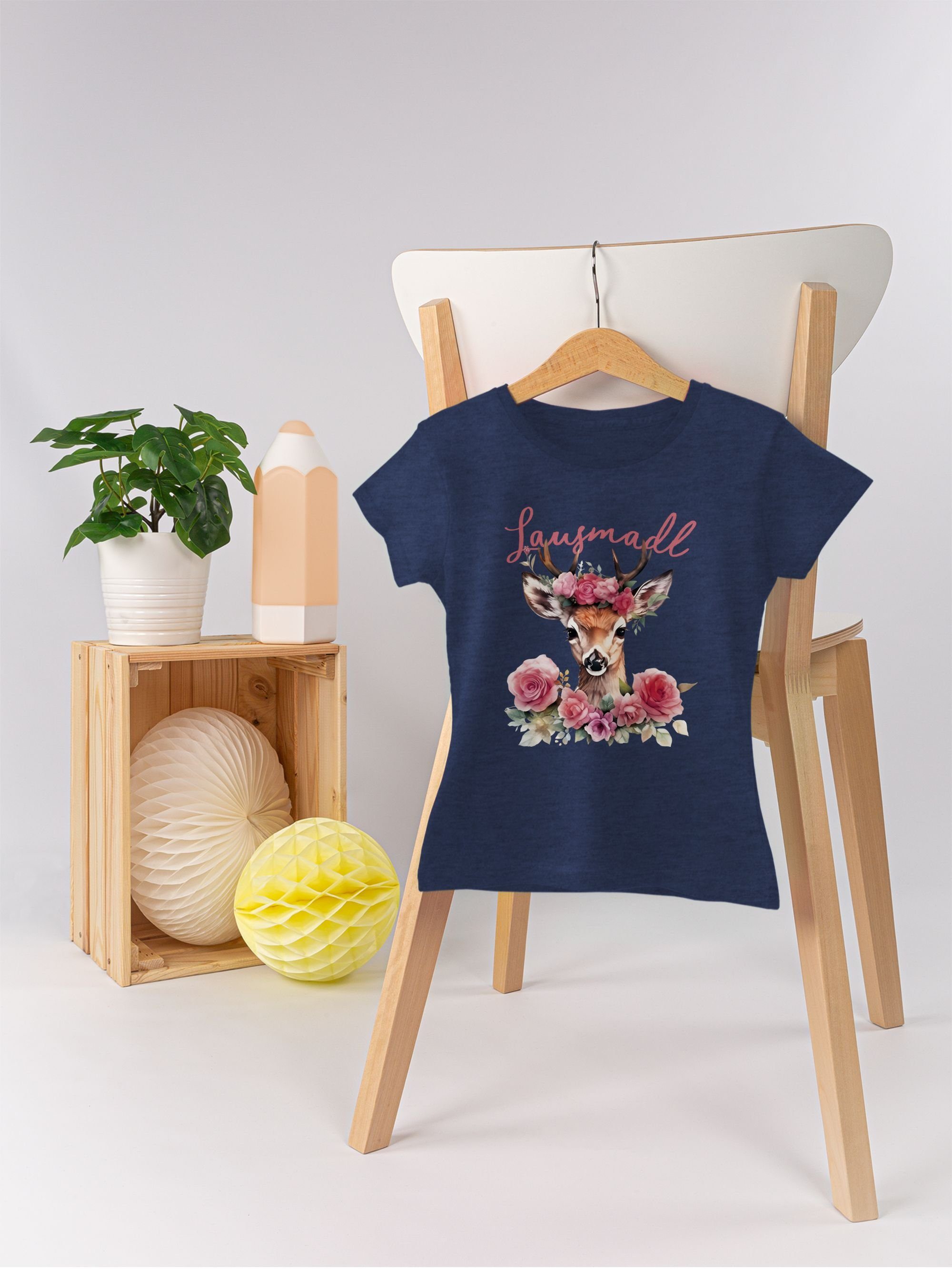 für Meliert Kinder Reh Lausmadl Lausemädchen Freches G Lousy T-Shirt Lausmädchen Oktoberfest Mädchen Outfit Shirtracer - Mode Dunkelblau Geweih 3