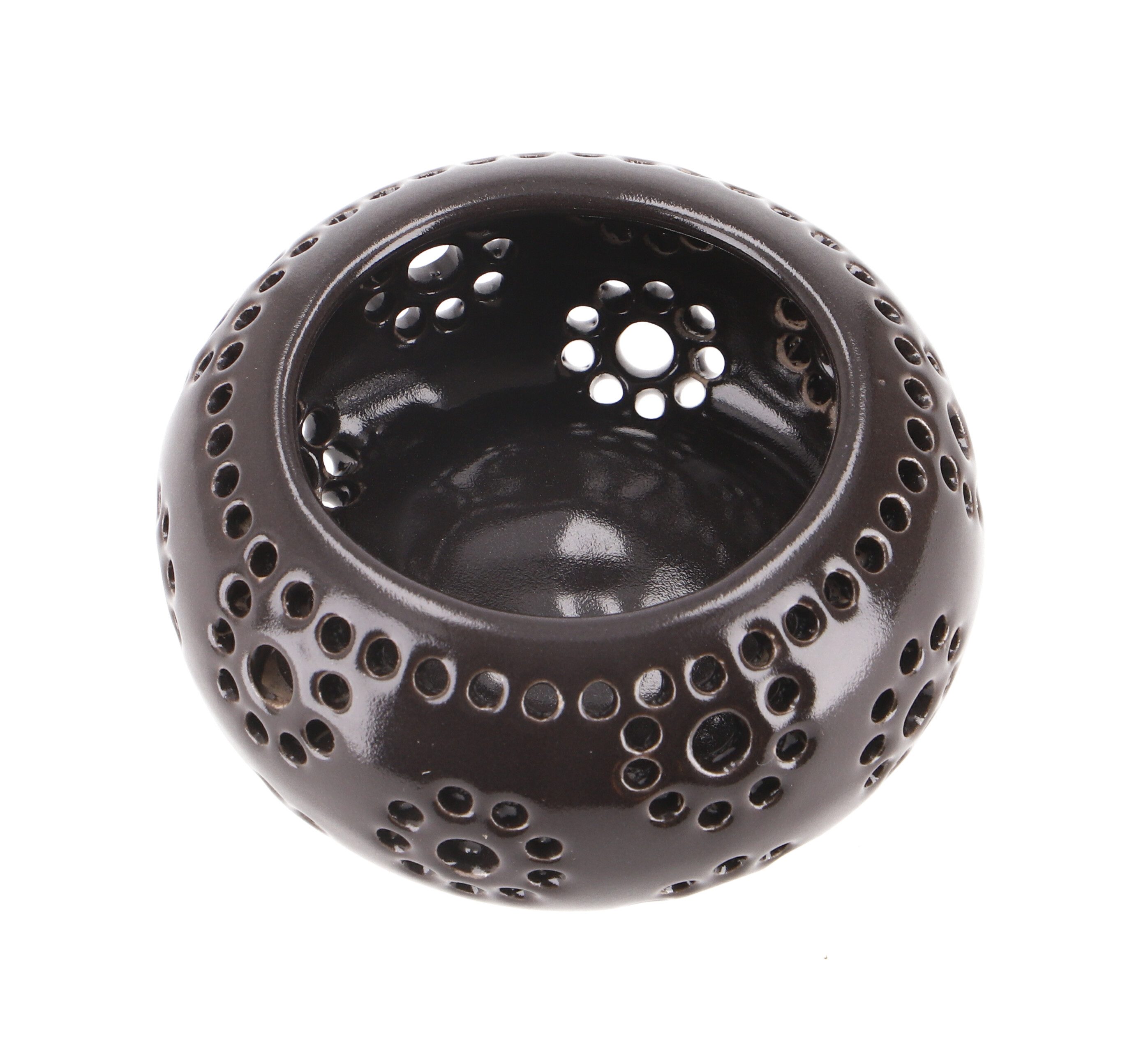 Guru-Shop Windlicht Flaches Pünktchen Windlicht - schwarz günstig online kaufen