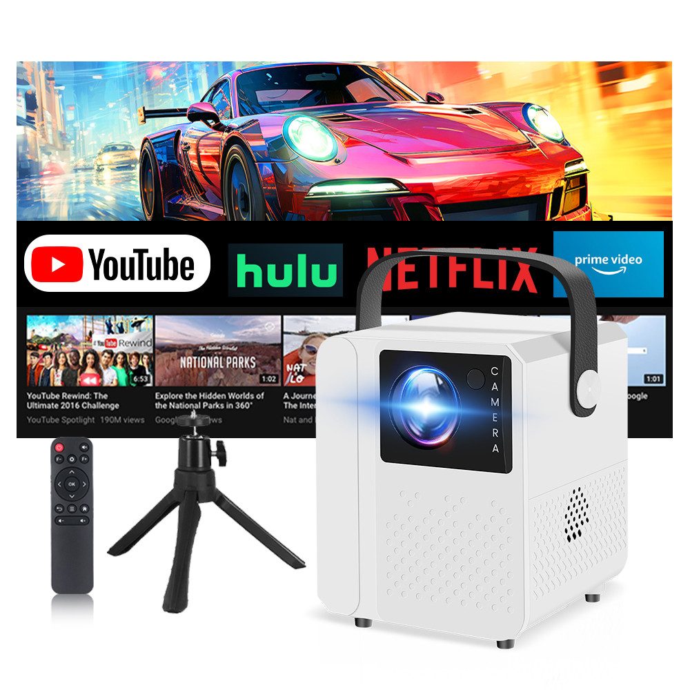 Android 11.0 WiFi 6 BT 5.0 Tragbarer 1280P Projektor Beamer