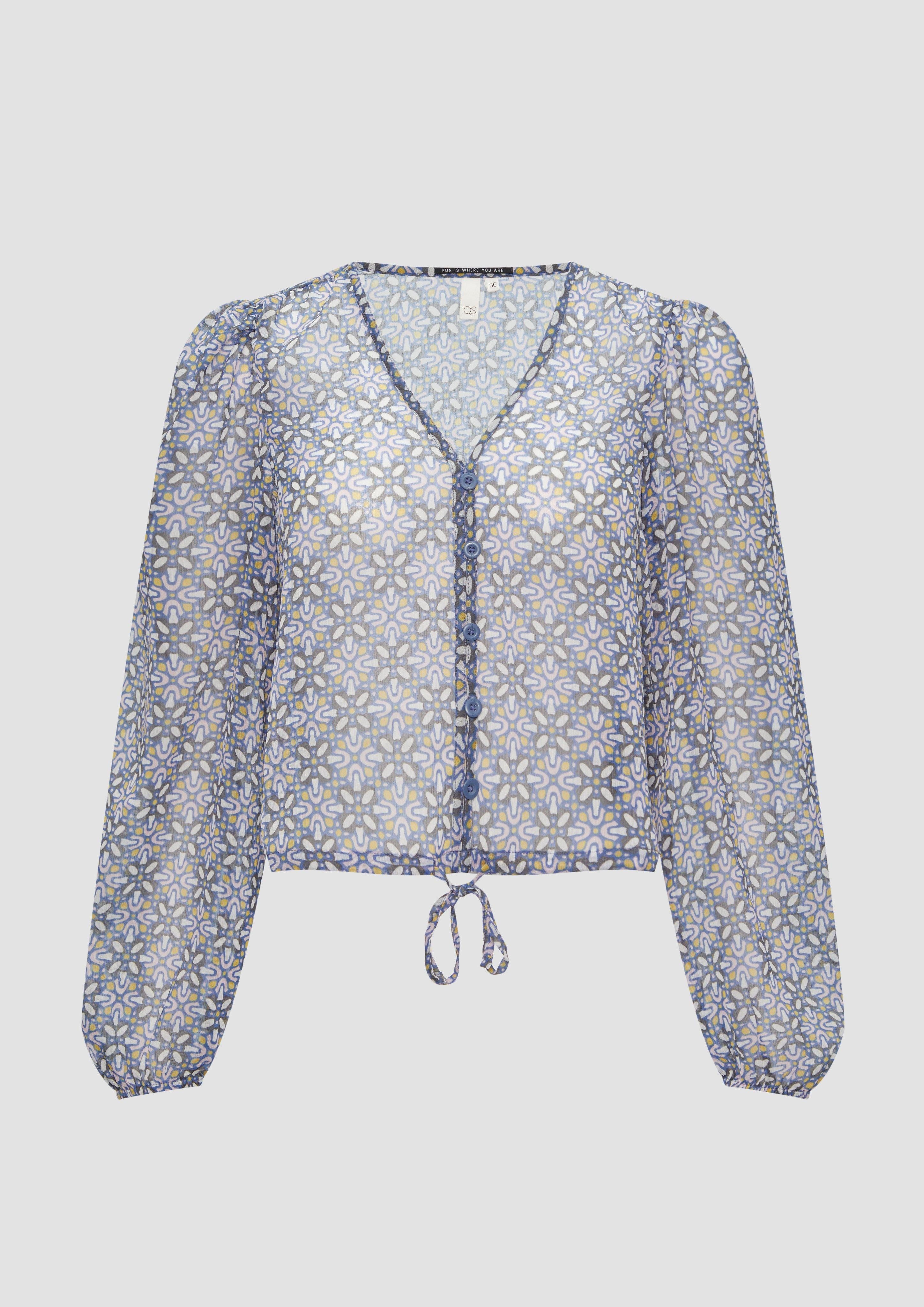 Langarmbluse Verkürzte Bluse aus semi-transparentem Chiffon