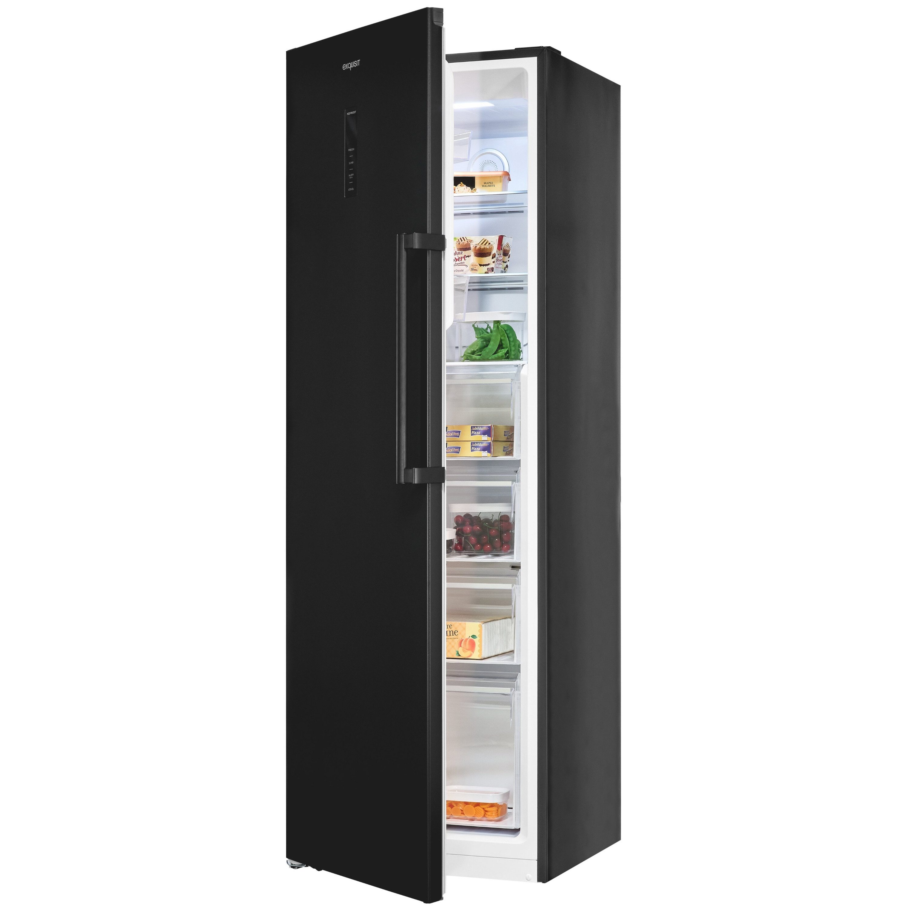 exquisit Gefrierschrank GS5295-NF-H-040C, 185 cm hoch, 60 cm breit, 274 l Nutzinhalt, 17,0 kg, 3 Gefrierschubladen, Energieklasse C