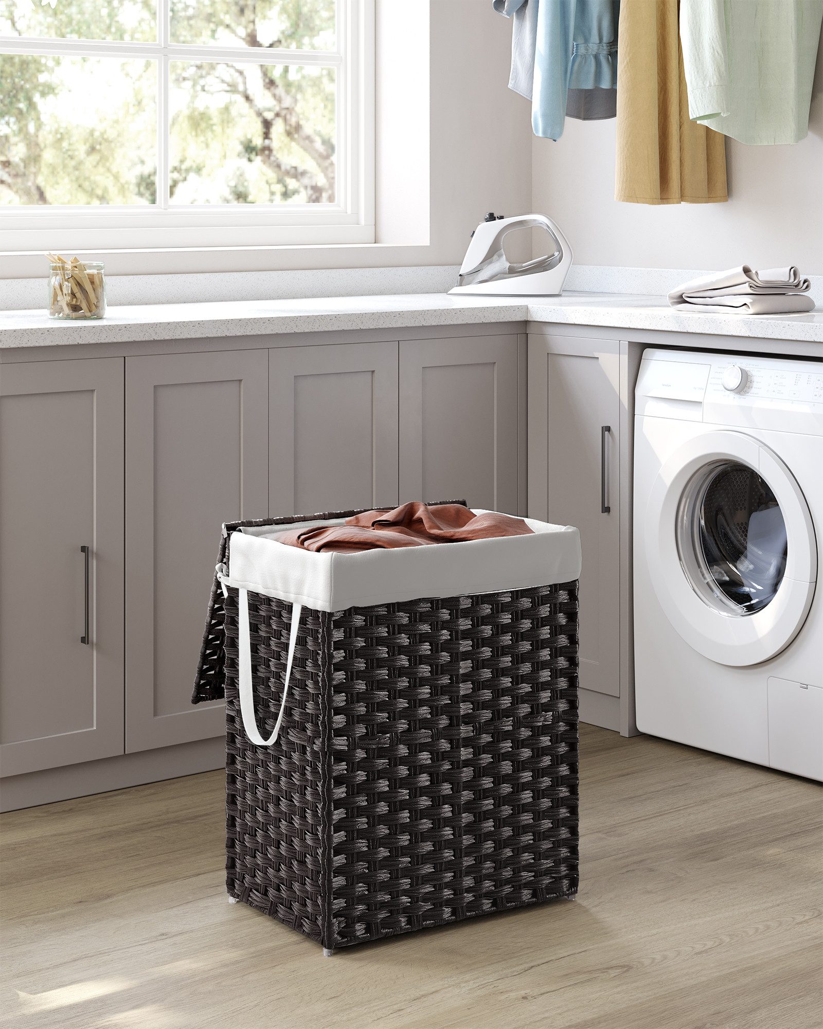 SONGMICS Wäschekorb, mit Griffen, faltbar, Wäschesack herausnehmbar, 90 L günstig online kaufen