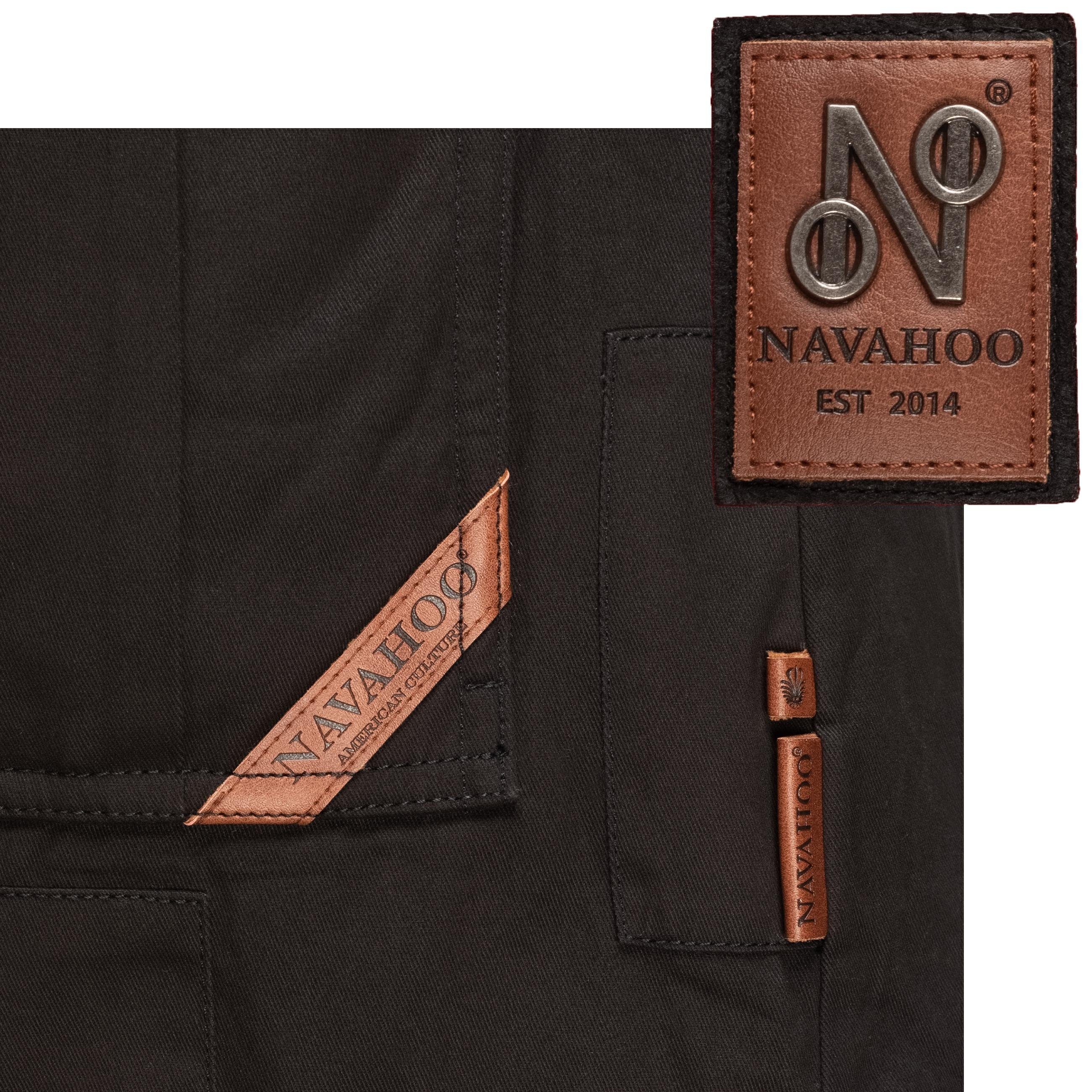 Navahoo Wintermantel stylischer Kunstfell-Kapuze Baumwollparka schwarz Honigfee mit