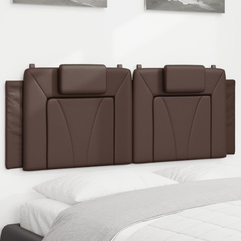 vidaXL Bett, Kopfteil-Kissen Braun 140 cm Kunstleder günstig online kaufen