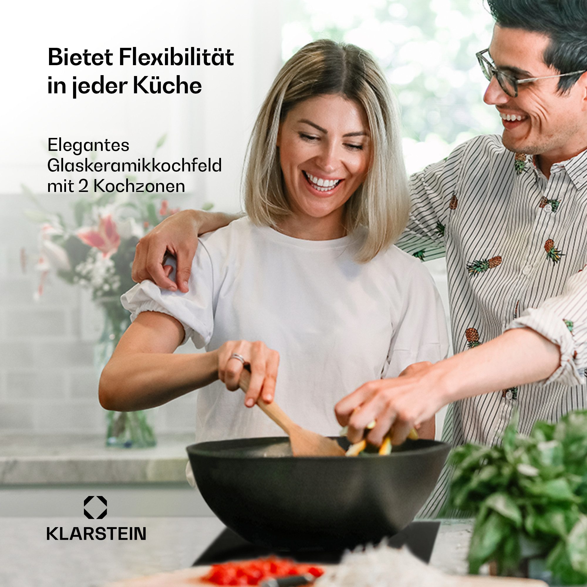 Klarstein Elektro-Kochfeld EasyCook Domino 10034603, Keramikkochfeld 3000W Drehregler schwarz – Bild 3 von 5