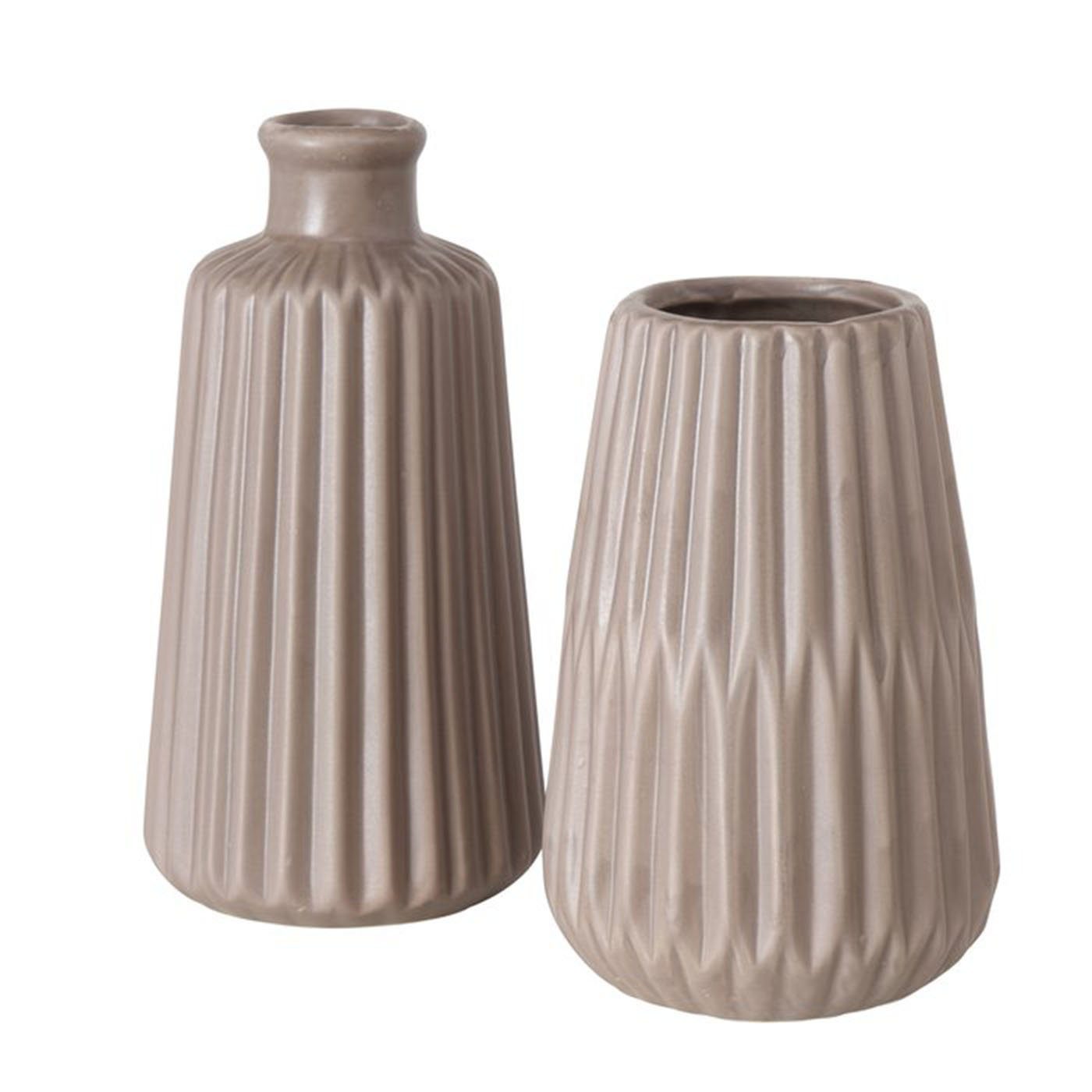 Tischvase Deko Vase im 2er Set aus Keramik Mattes Design Braun