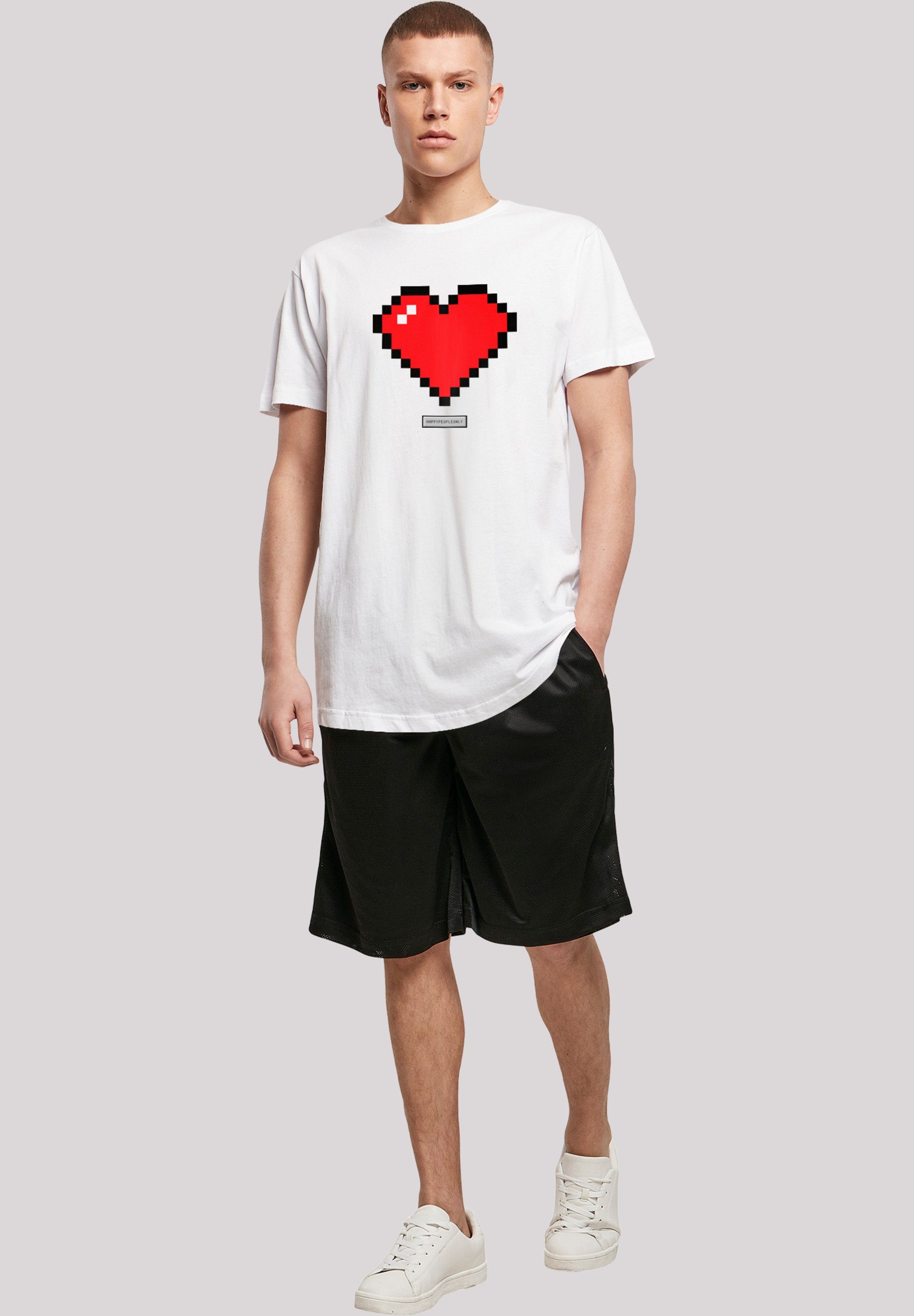 T-Shirt Herz People Happy Vibes weiß F4NT4STIC Good Print Pixel