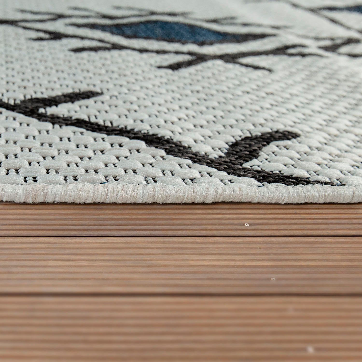 Paco Home Teppich Kuba 124, rechteckig, Höhe: 4 mm, Flachgewebe, Rauten Design, In- und Outdoor geeignet, Wohnzimmer