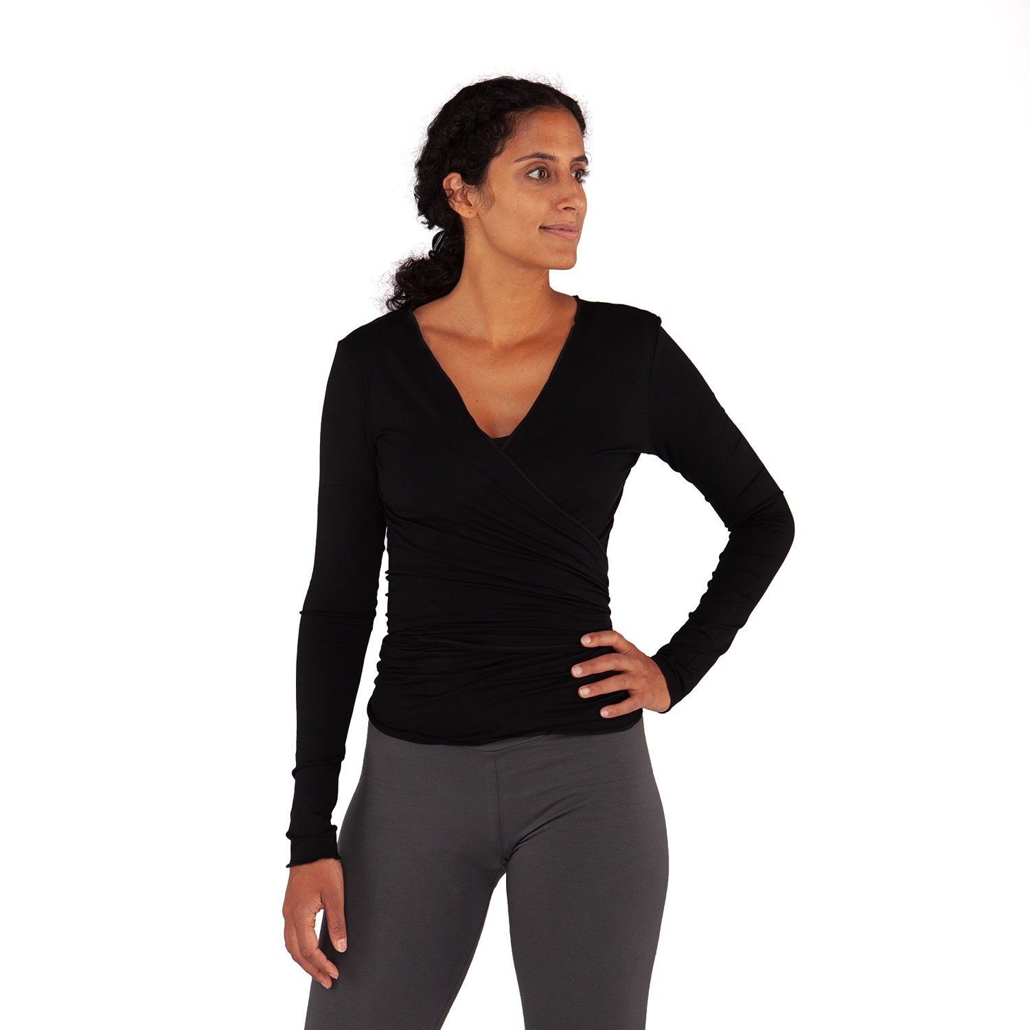 Yamadhi Yoga-Wickeljacke Yoga Wickeljacke, Viskose, Schwarz M