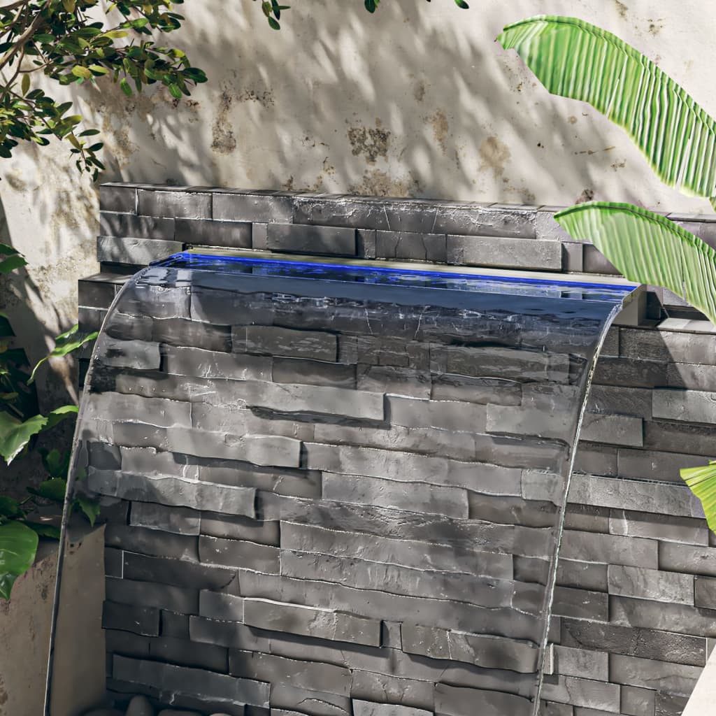 vidaXL Wasserfall Wasserfall-Element mit RGB LEDs Edelstahl 108 cm