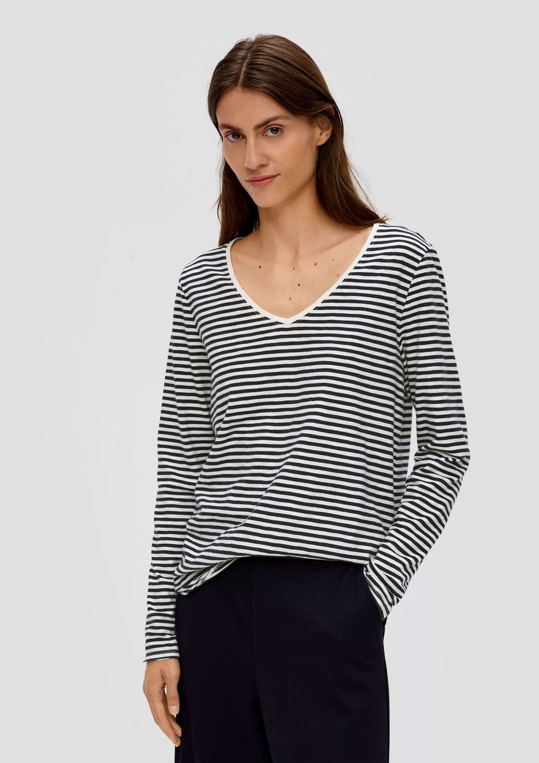 s.Oliver Longsleeve Longsleeve langarm, V-Ausschnitt, Streifen