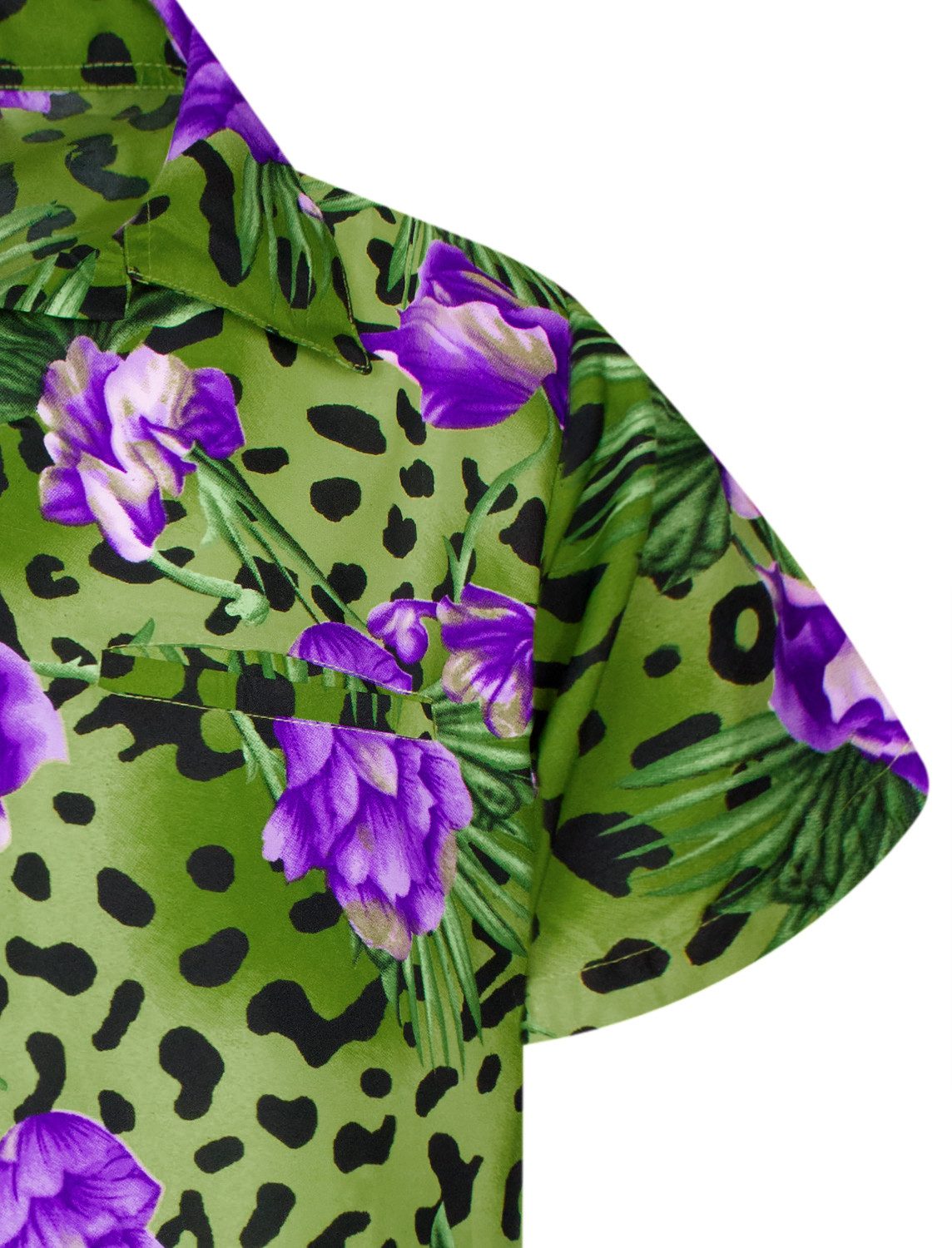 King Kameha Hawaiihemd Leopard Flowers Funky Hawaii-Hemd Herren Kurzarm Front-Tasche Unisex
