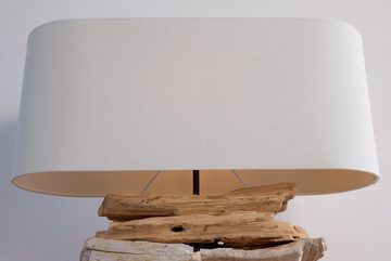 riess-ambiente Tischleuchte RIVERINE 55cm creme / natur, ohne Leuchtmittel, Fuß aus Massivholz,Schirm aus Leinenstoff,Handarbeit,Natural Look