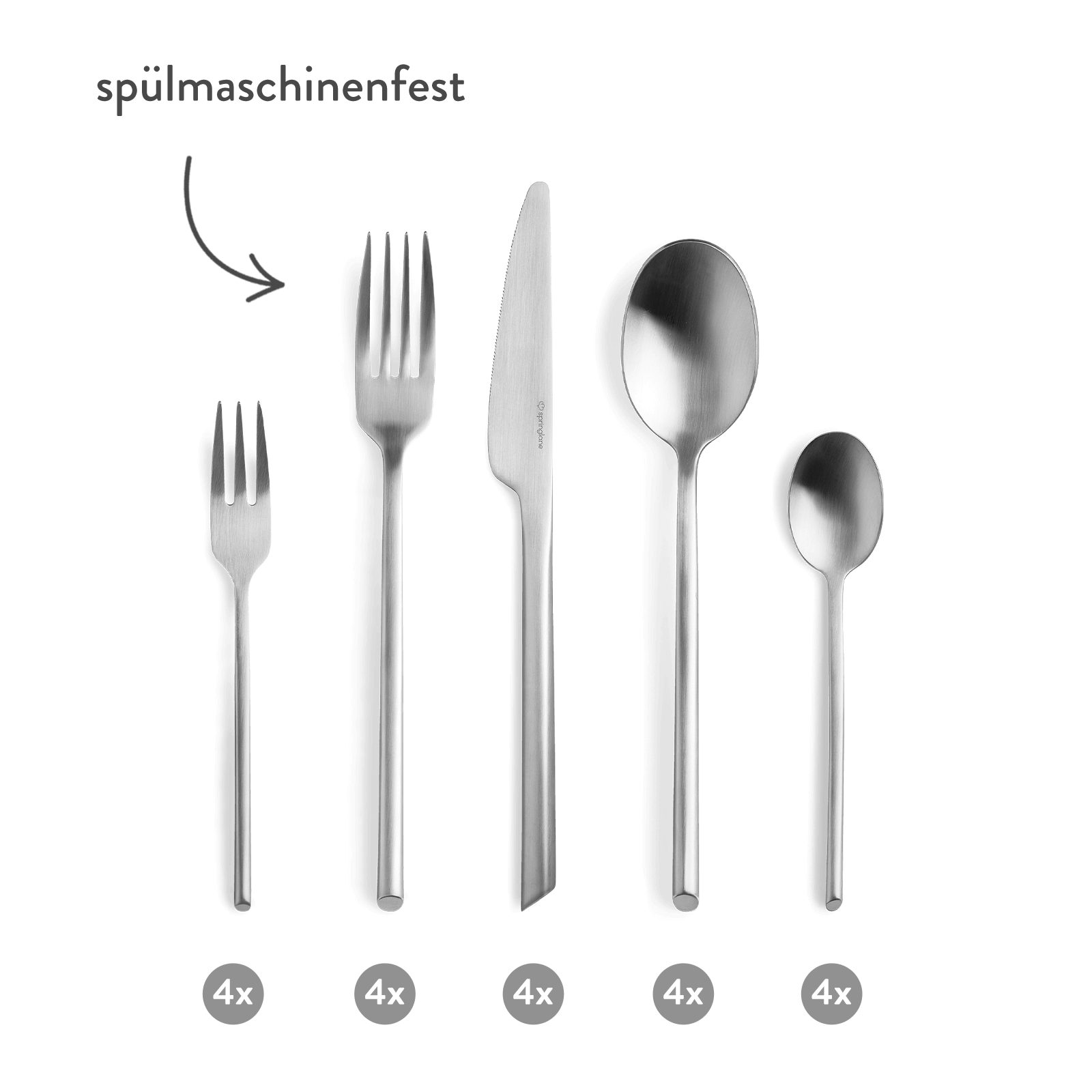 Springlane Geschirr-Set SPRINGLANE Geschirrset Misty Cliff 24-tlg. inkl. Besteck Set 20-tlg. (24-tlg), 4 Personen, Steingut (Geschirr), Edelstahl (Besteck), spülmaschinenfest