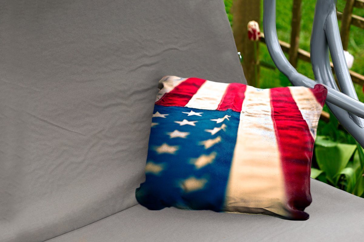 Polyester, der Vereinigten Staaten Flagge Seite, Dekokissenbezug, Kissenhülle von Outdoor-Dekorationskissen, MuchoWow der Dekokissen