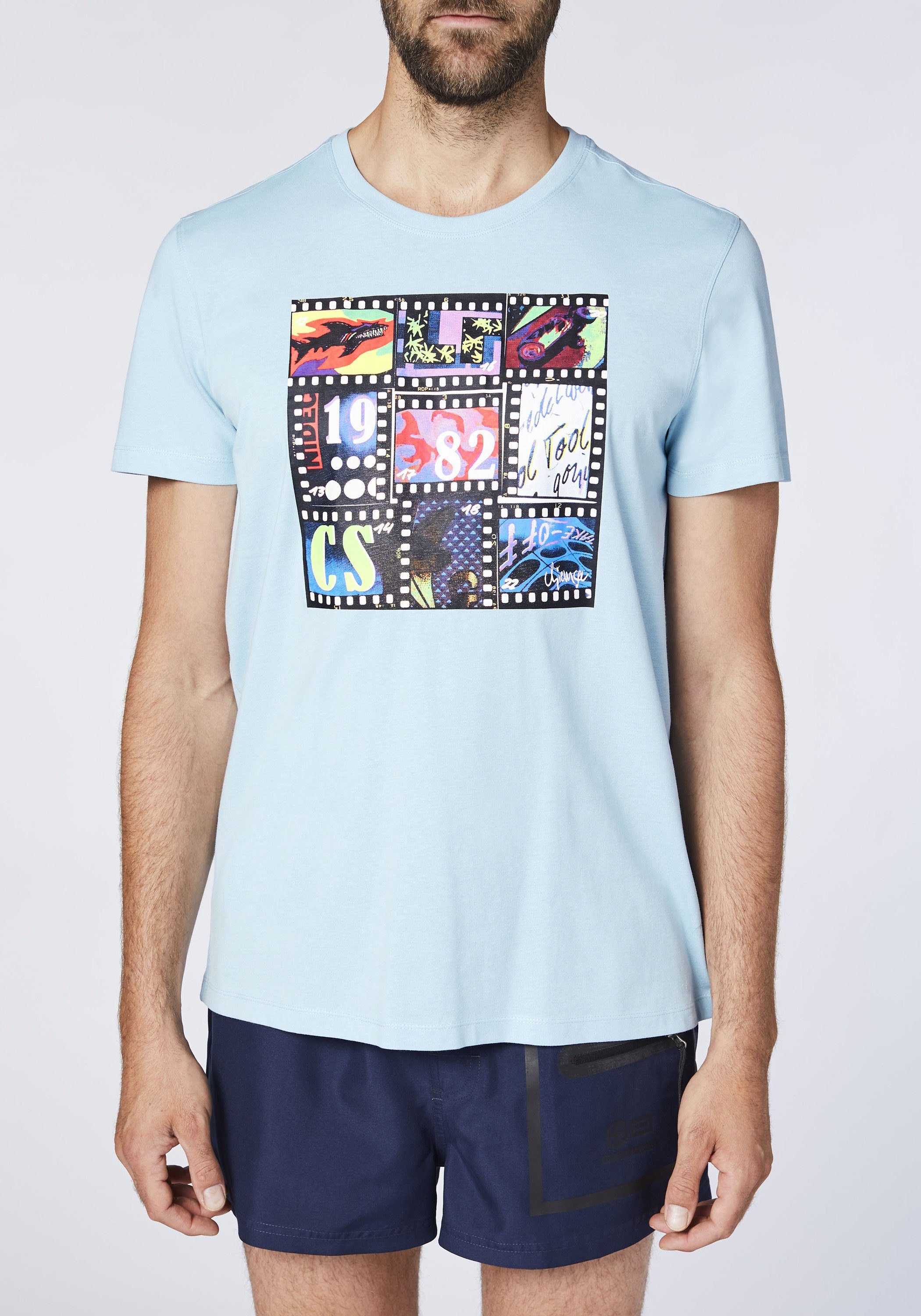 T-Shirt Blue Print-Shirt Art-Frontprint 1 Sky mit Chiemsee