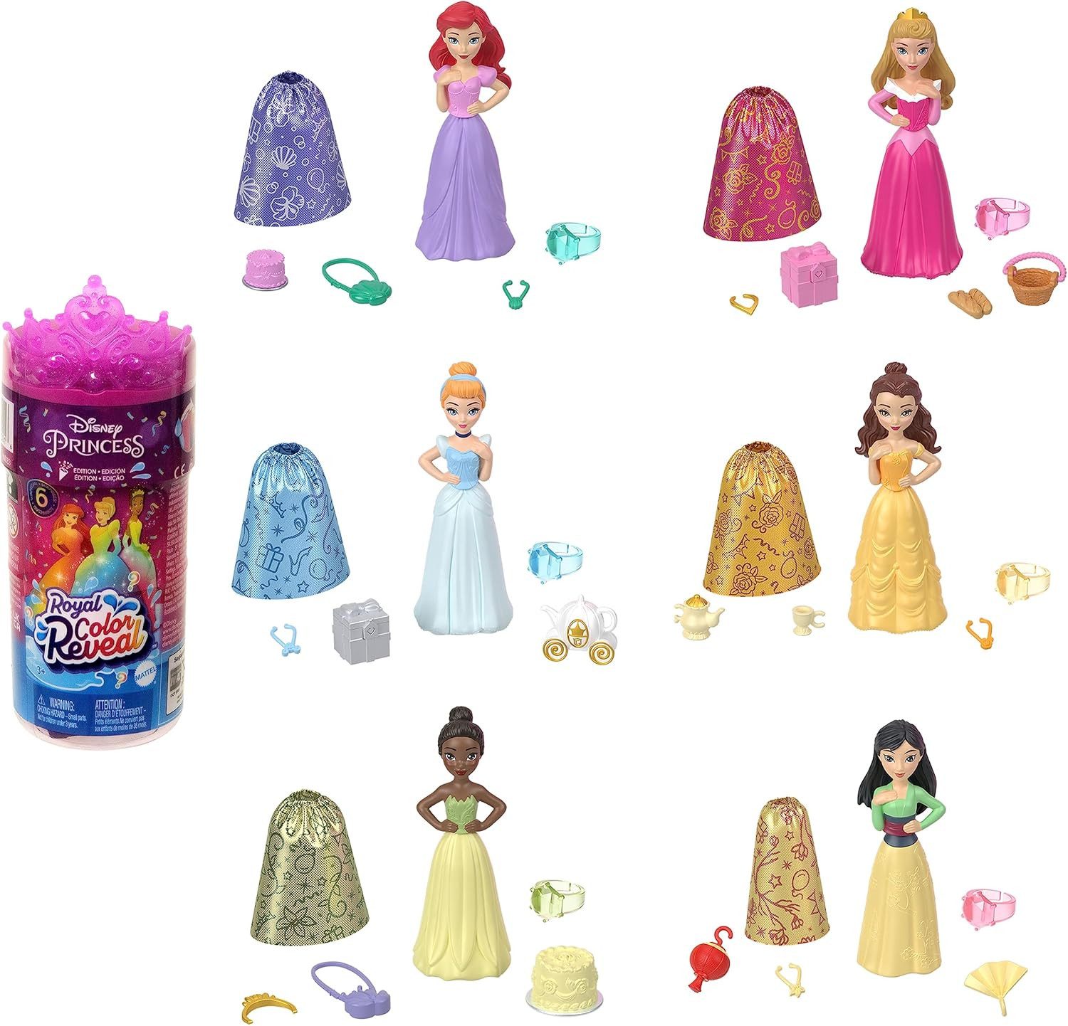 Anziehpuppe Mattel DISNEY Princess - Color Reveal-Puppe HMK83