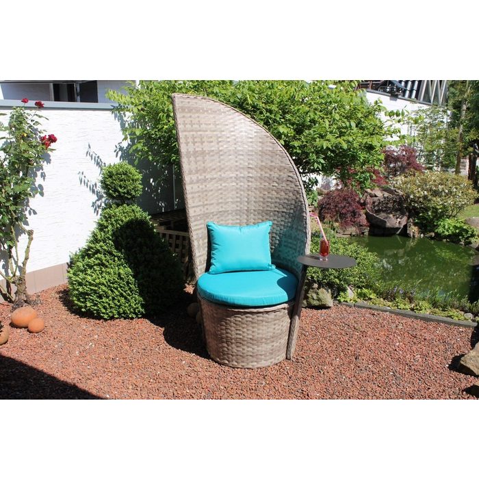 Leco Loungesessel XL Leco Polyrattan Lounge Sessel + Tisch Gartensessel Garten Stuhl Sessel