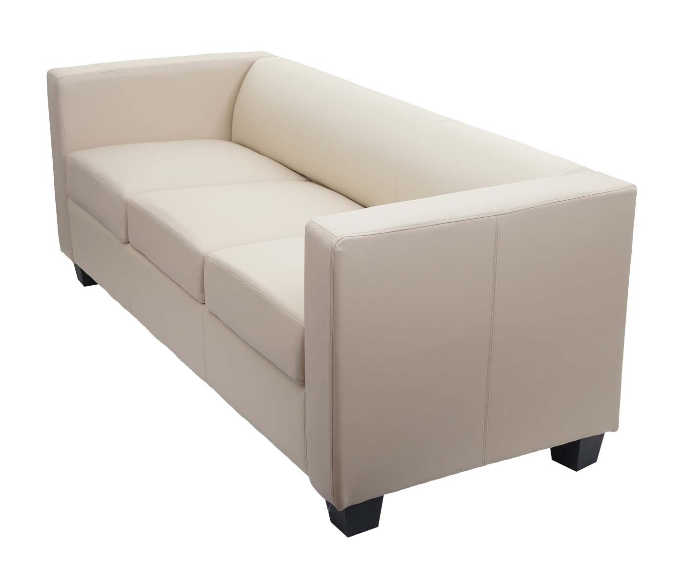 | MCW Lille-S-K-3, creme Lounge-Stil, Abgerundete bequeme 3-Sitzer 3-Sitzer, creme Kanten Sitzpolsterung,