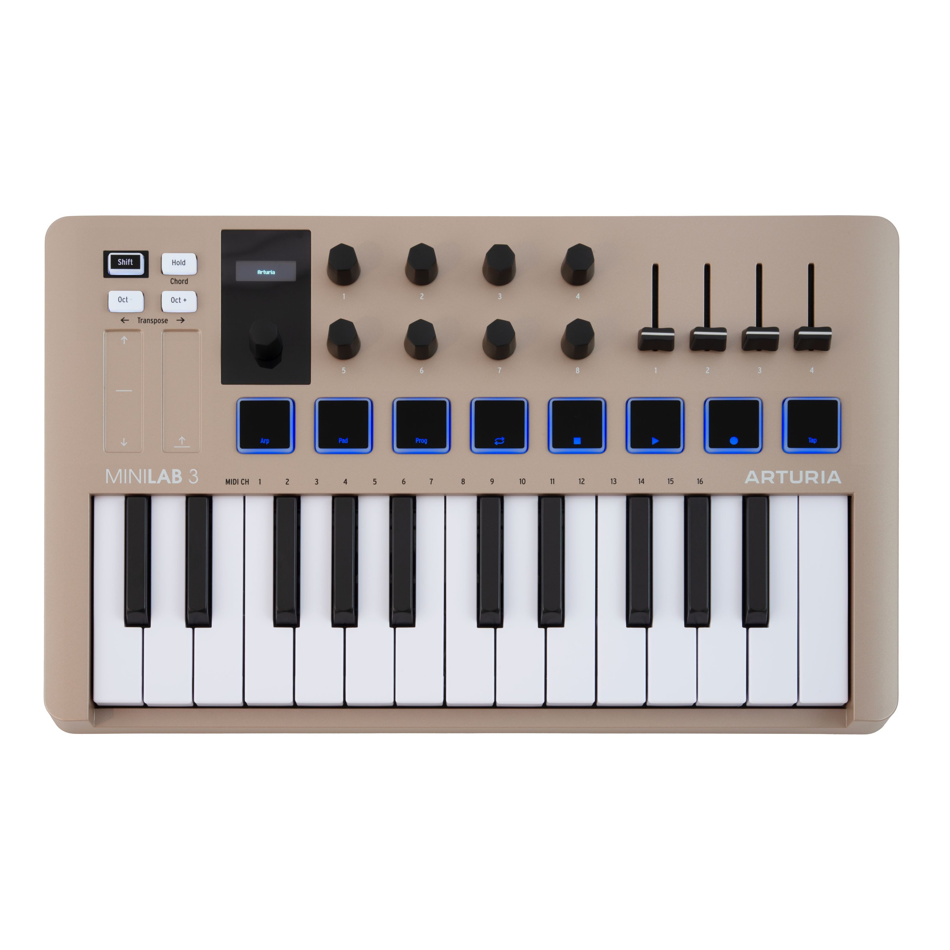Arturia Masterkeyboard (Masterkeyboards, MIDI-Keyboard 25), MiniLab 3 Champagne - Midi Keyboard
